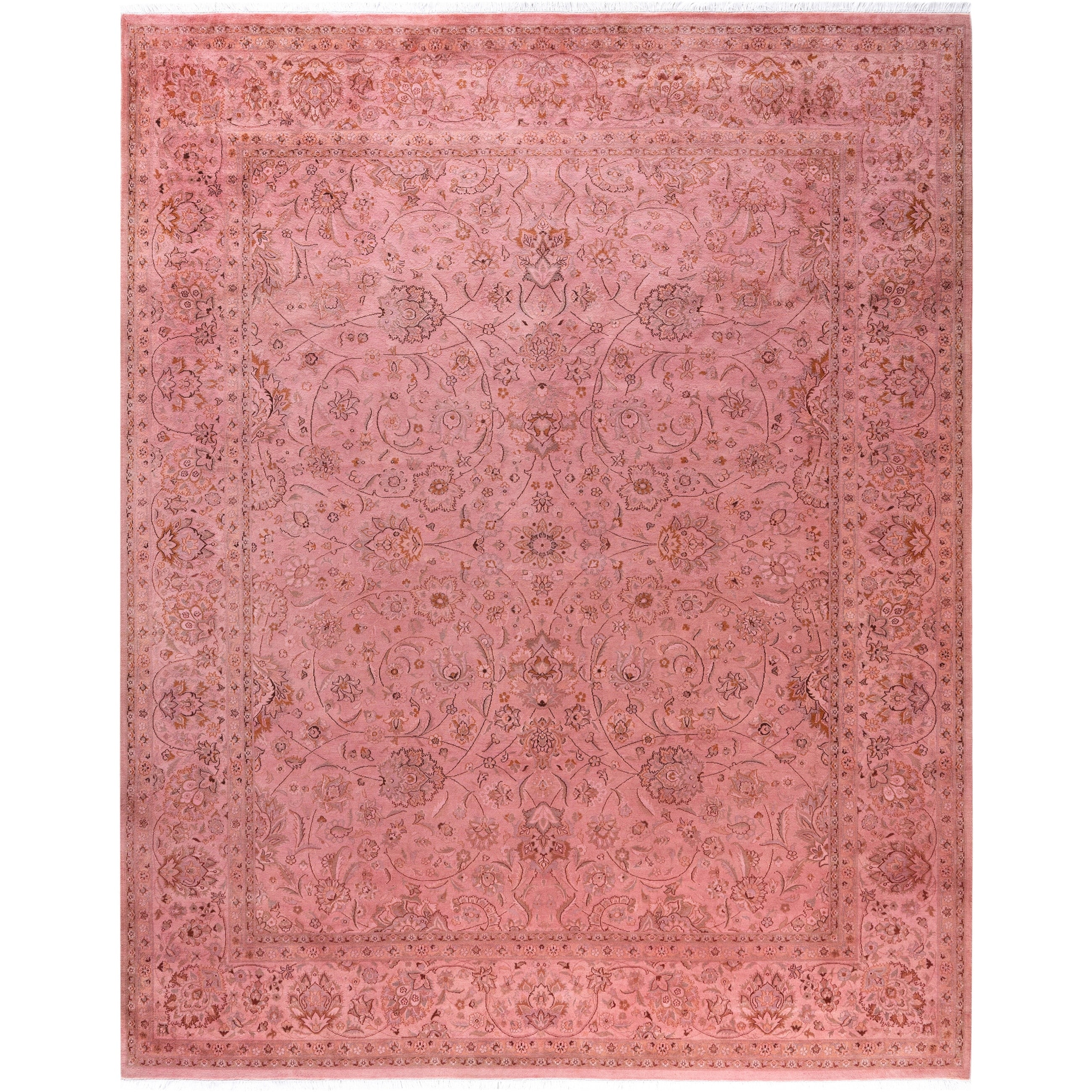 Overdyed Hand Knotted Wool Modern Contemporary Pink Area Rug 8 2 X 10 4