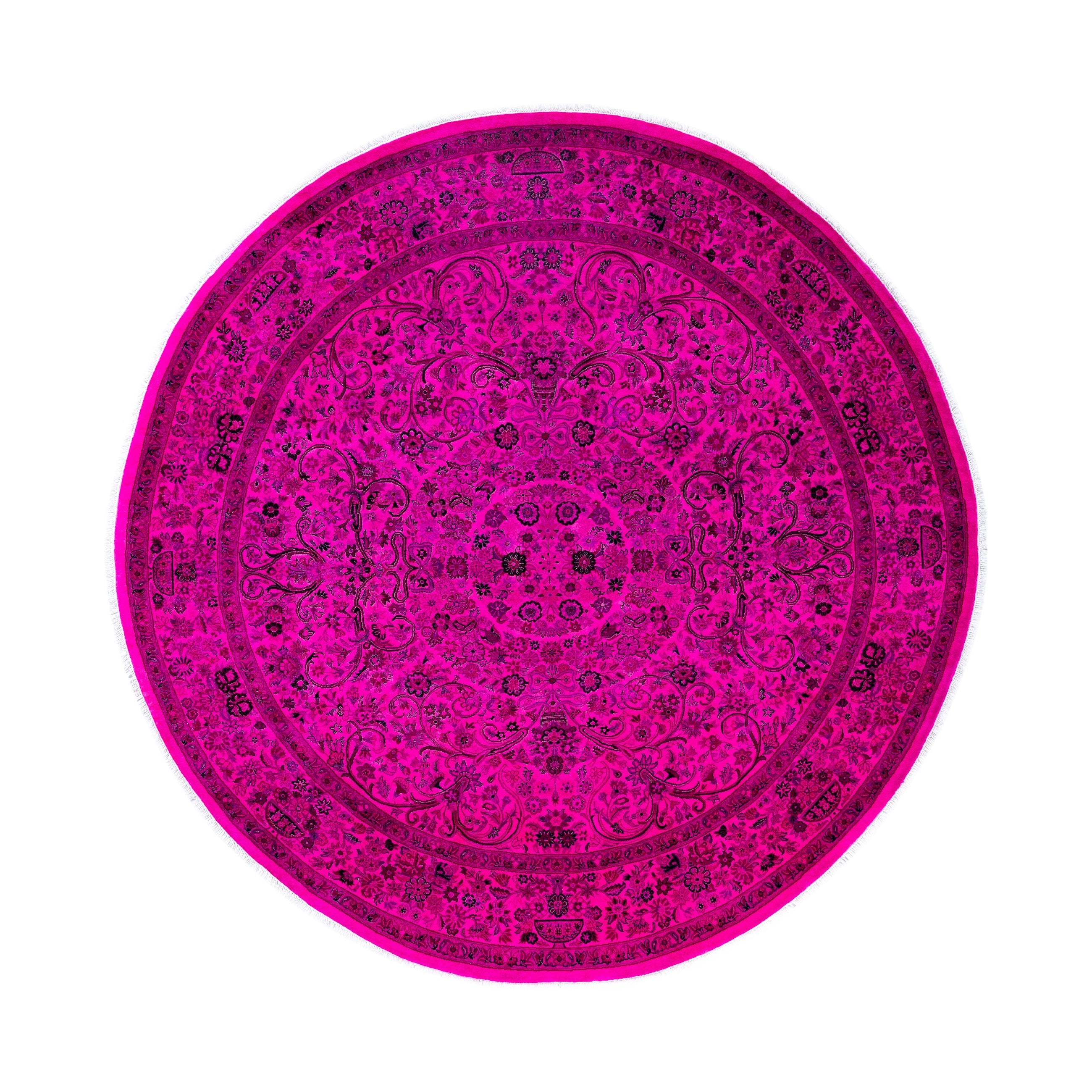 Overdyed Hand Knotted Wool Modern Contemporary Pink Area Rug 8 2 X 8 3