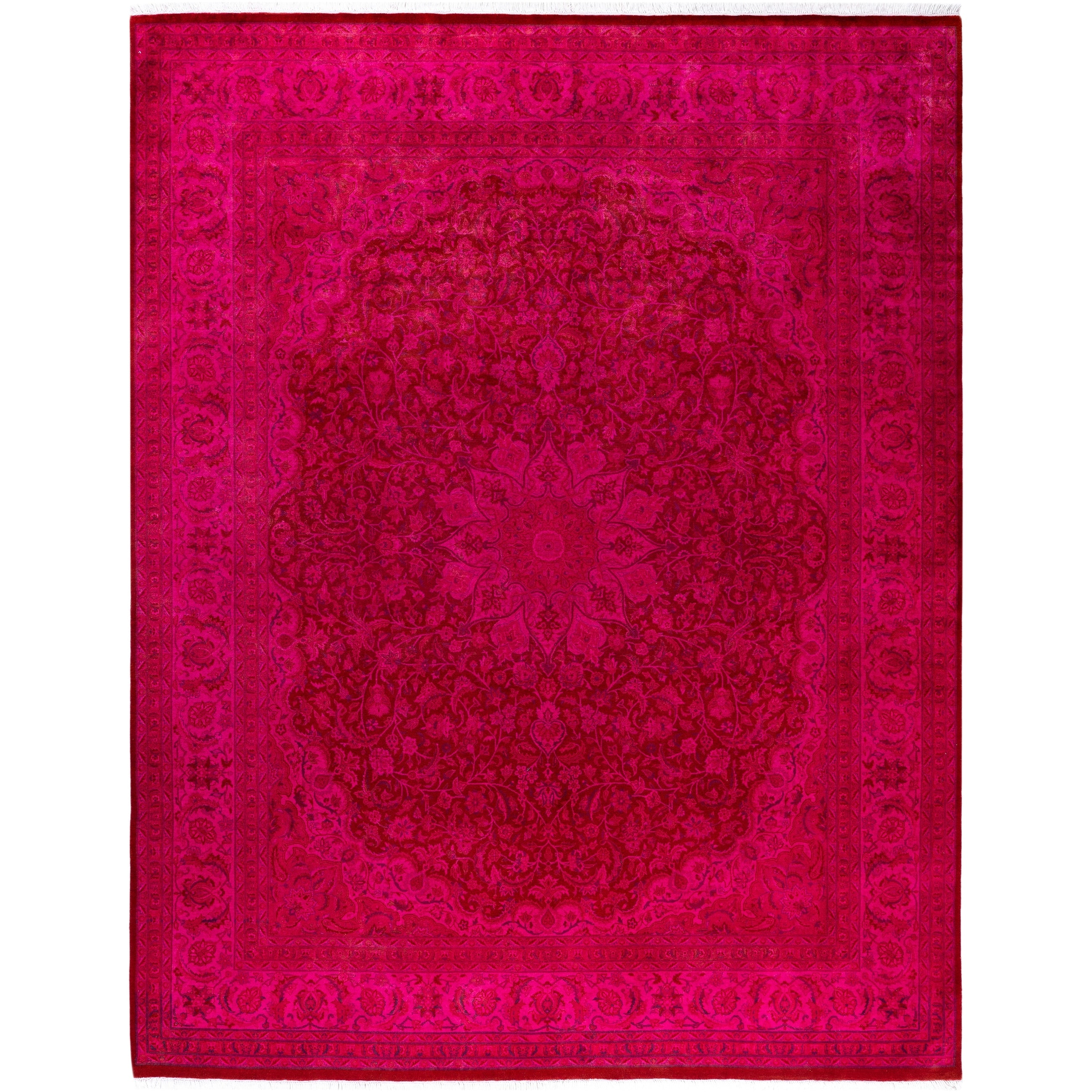 Overdyed Hand Knotted Wool Modern Contemporary Pink Area Rug 8 3 X 10 5