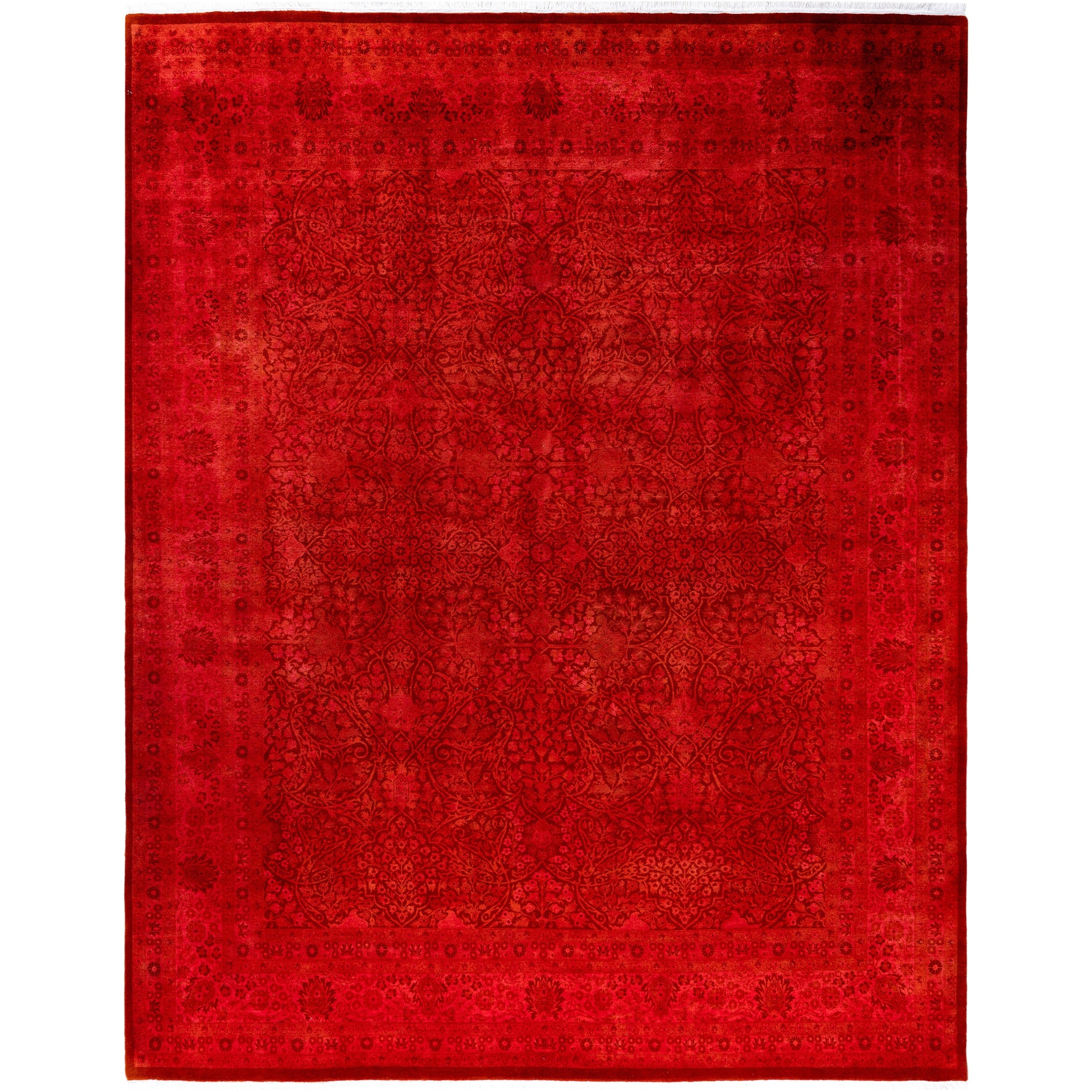 Overdyed Hand Knotted Wool Modern Contemporary Pink Area Rug 8 3 X 10 7