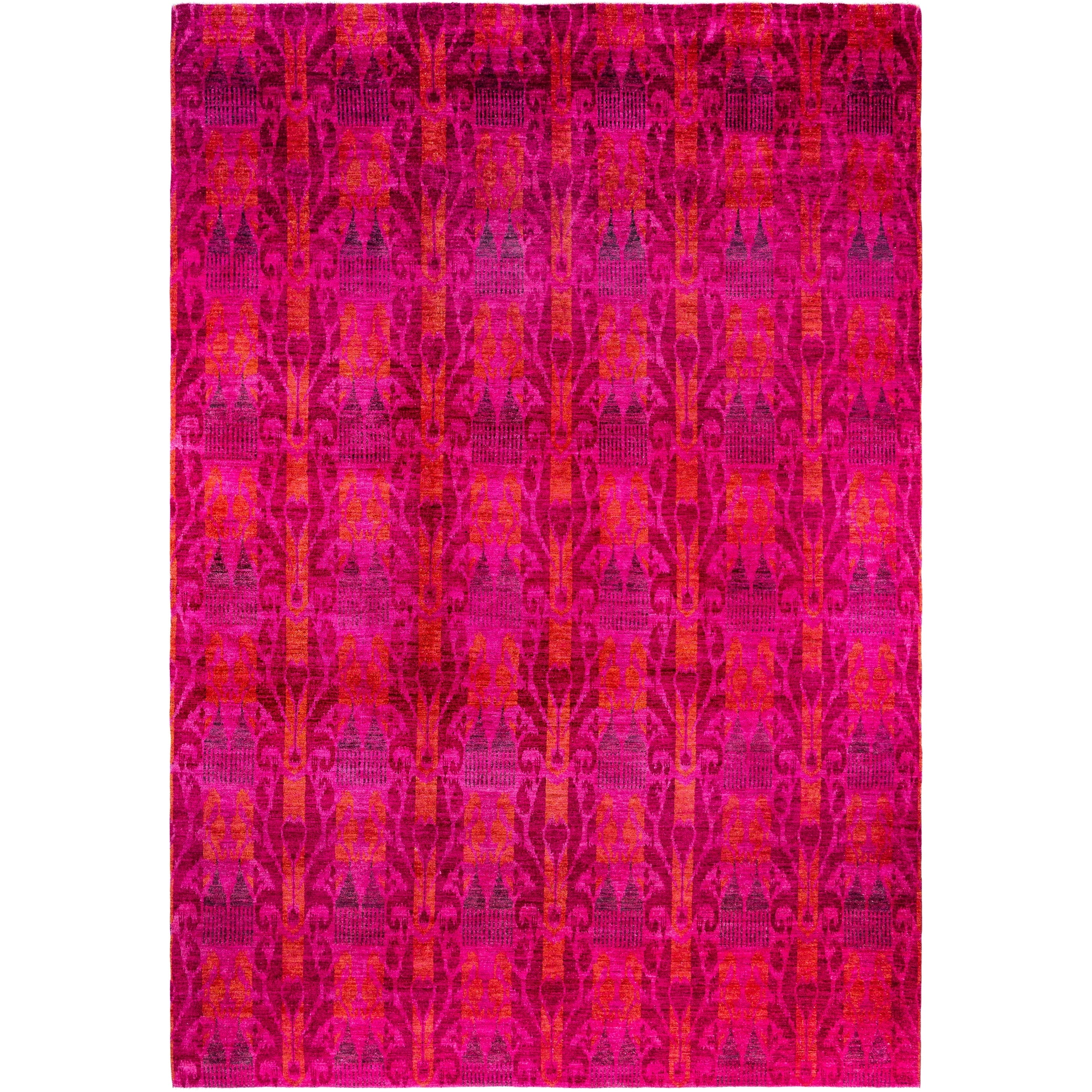 Overdyed Hand Knotted Wool Modern Contemporary Pink Area Rug 9 10 X 14 4