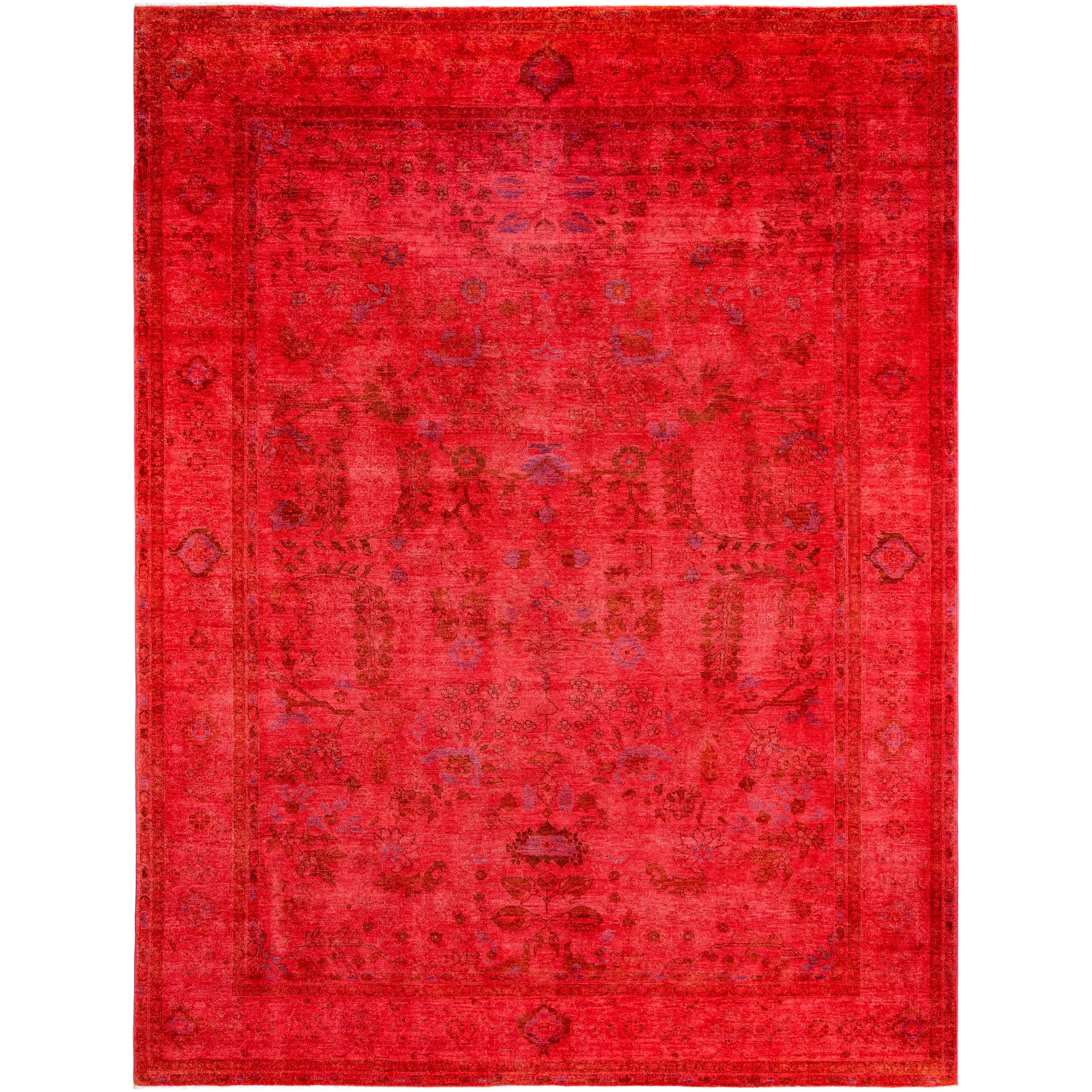 Overdyed Hand Knotted Wool Modern Contemporary Pink Area Rug 9 1 X 11 10