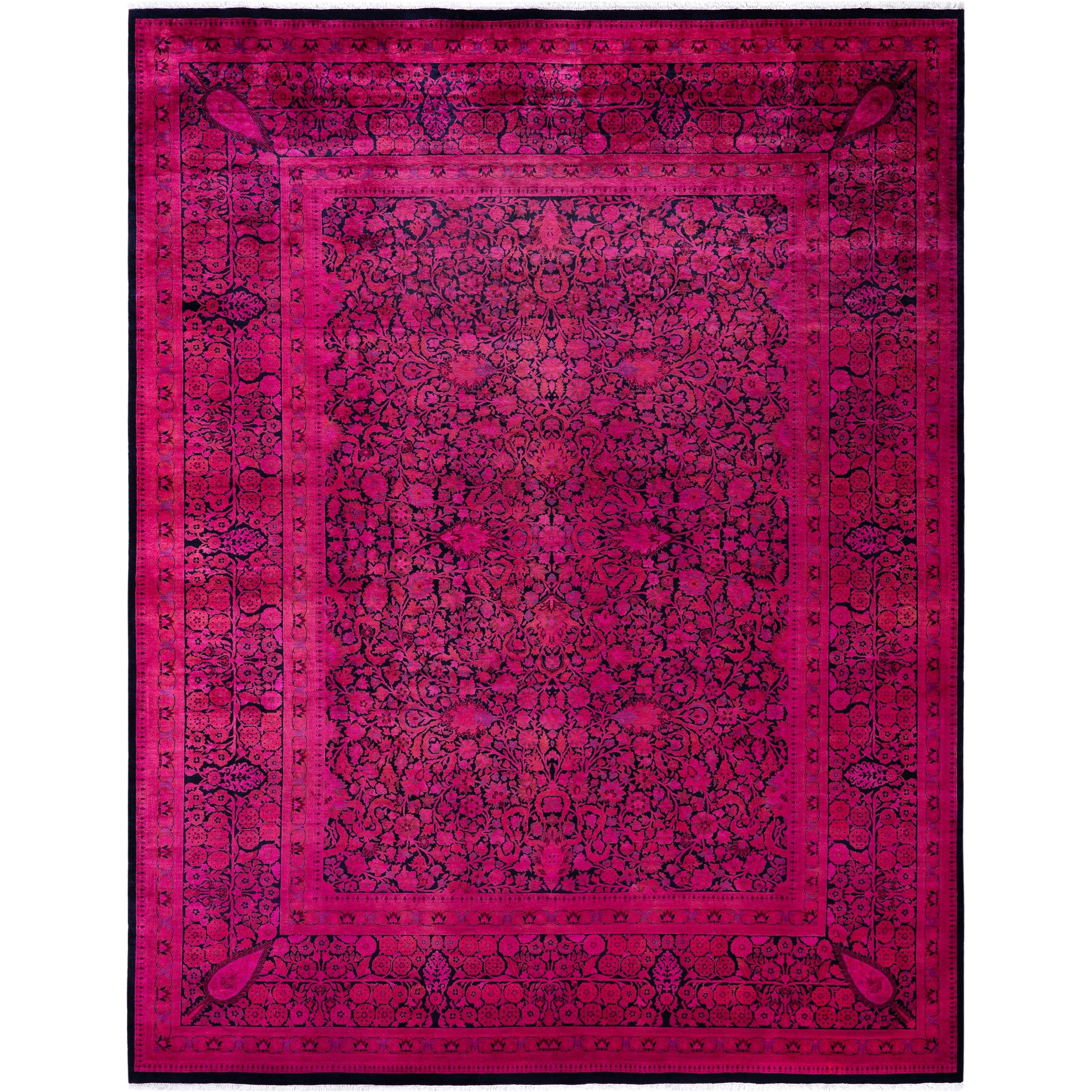 Overdyed Hand Knotted Wool Modern Contemporary Pink Area Rug 9 1 X 11 10