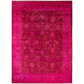 Overdyed Hand Knotted Wool Modern Contemporary Pink Area Rug 9 1 X 12 4