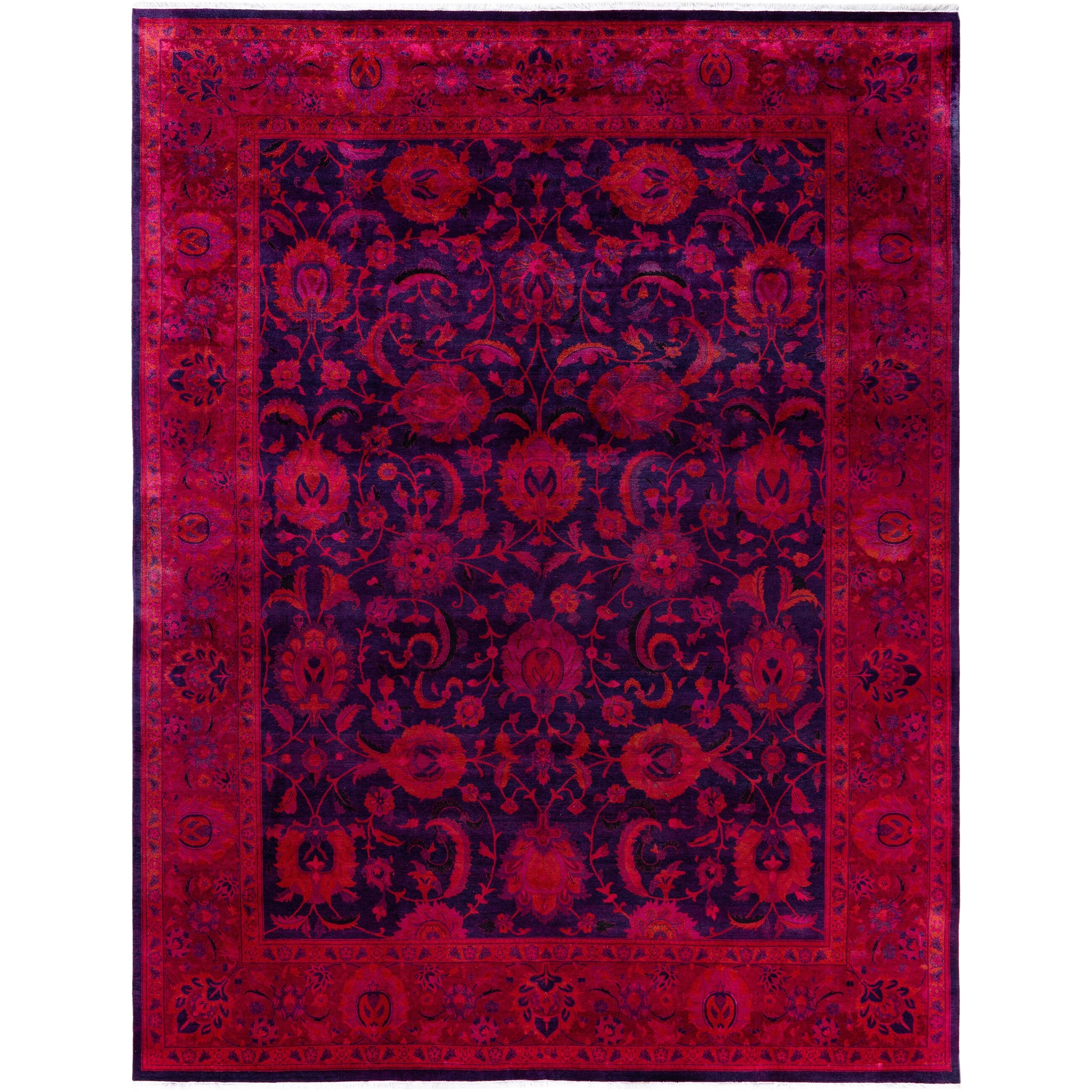 Overdyed Hand Knotted Wool Modern Contemporary Pink Area Rug 9 2 X 12 0