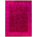 Overdyed Hand Knotted Wool Modern Contemporary Pink Area Rug 9 2 X 12 3