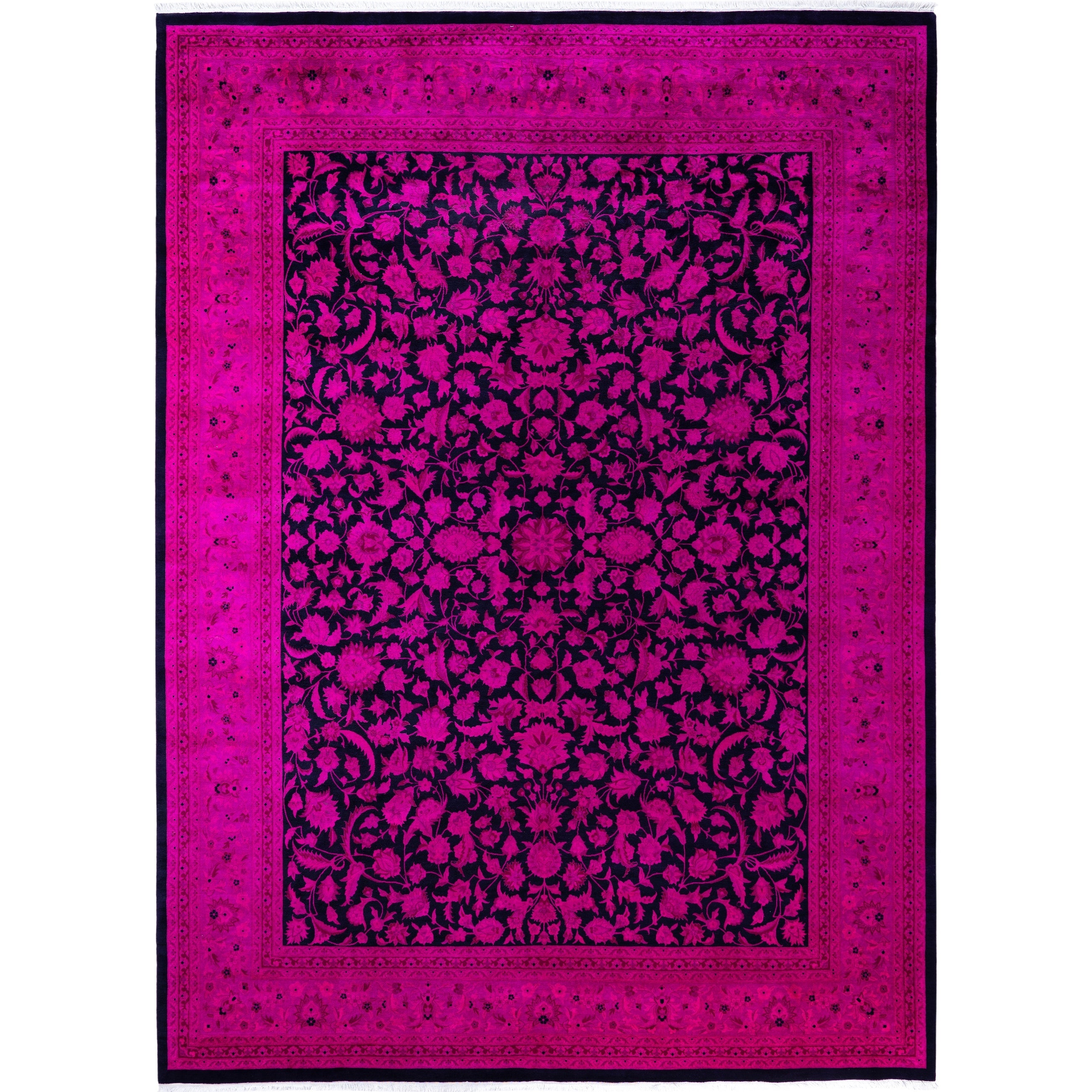 Overdyed Hand Knotted Wool Modern Contemporary Pink Area Rug 9 2 X 12 5