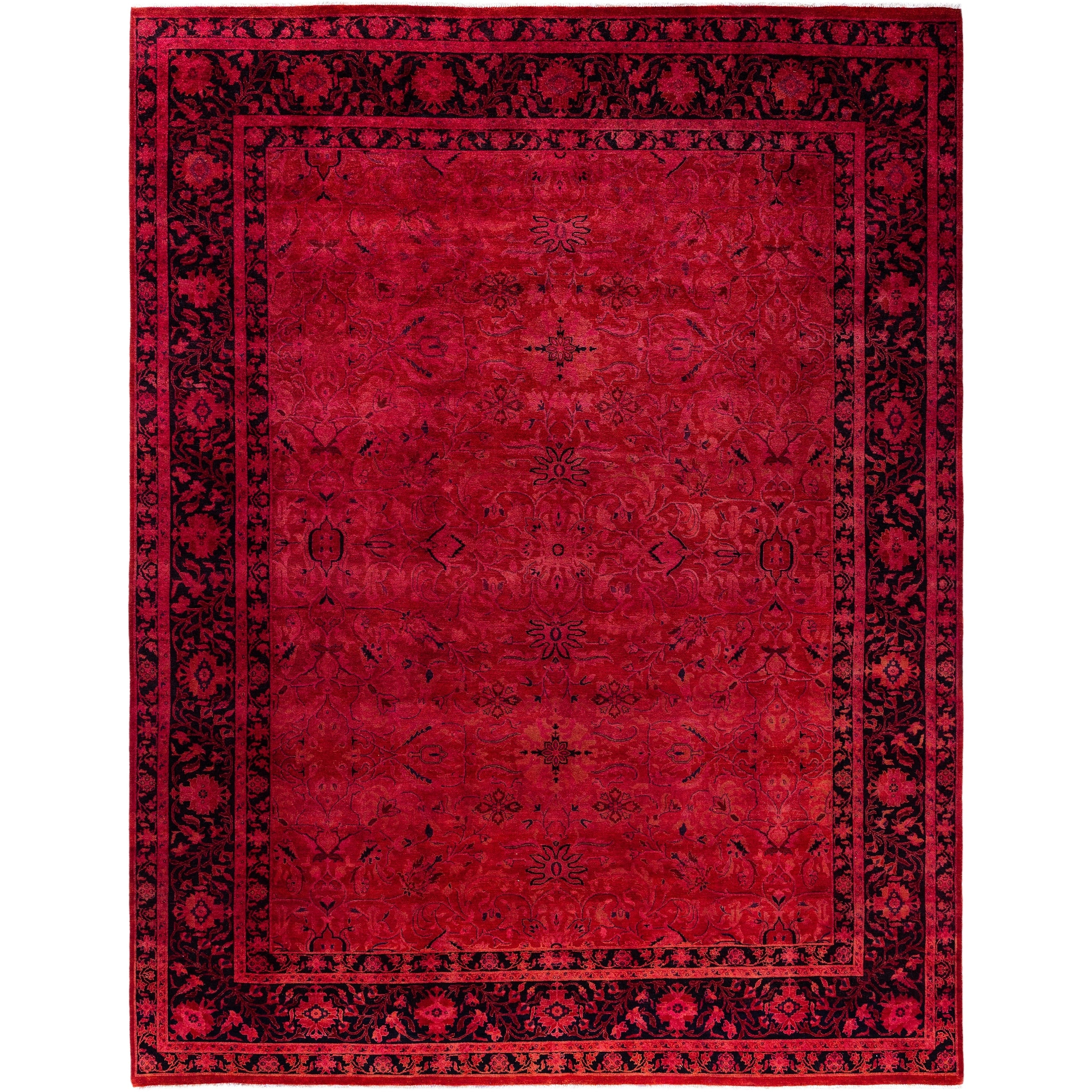 Overdyed Hand Knotted Wool Modern Contemporary Pink Area Rug 9 3 X 11 10