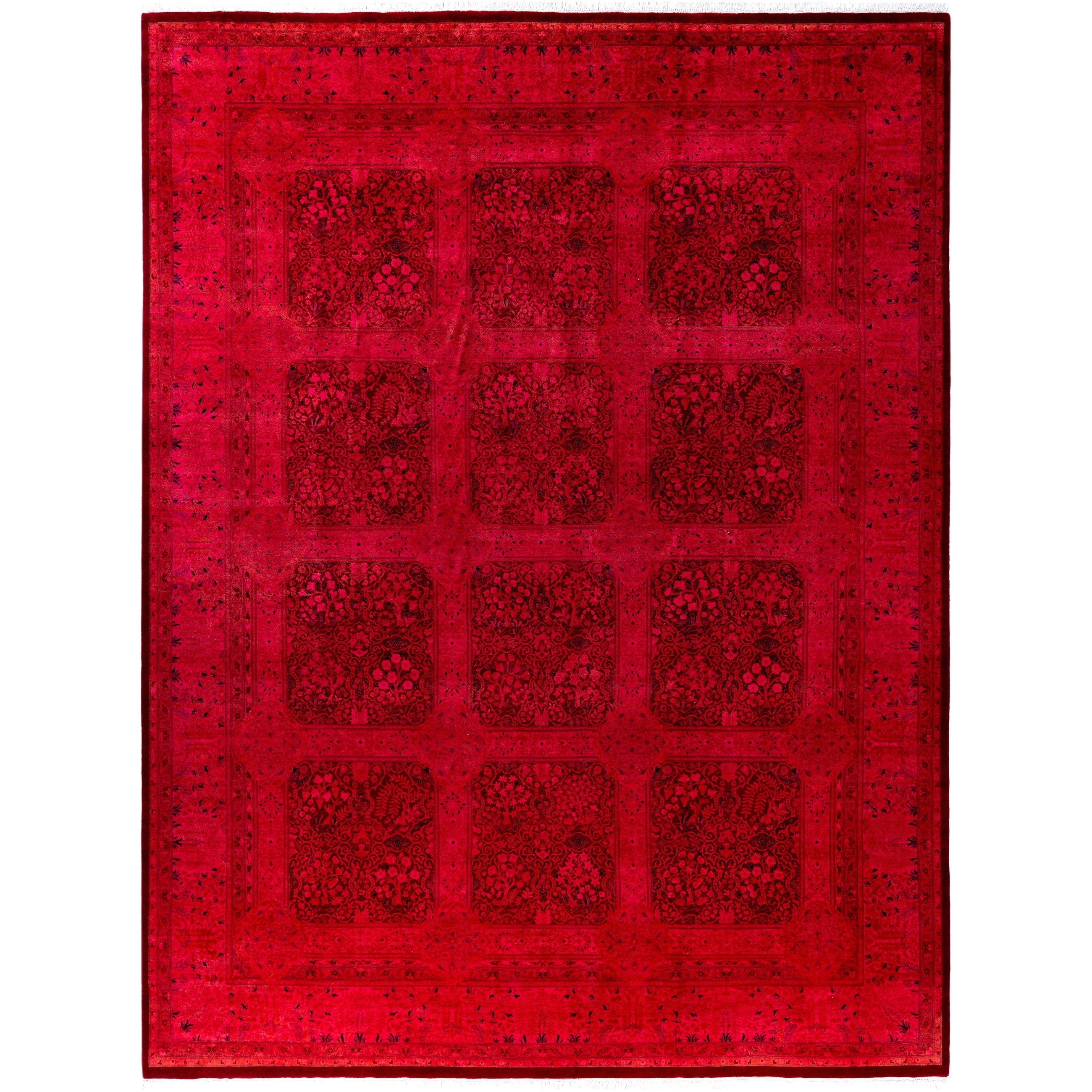 Overdyed Hand Knotted Wool Modern Contemporary Pink Area Rug 9 3 X 12 0