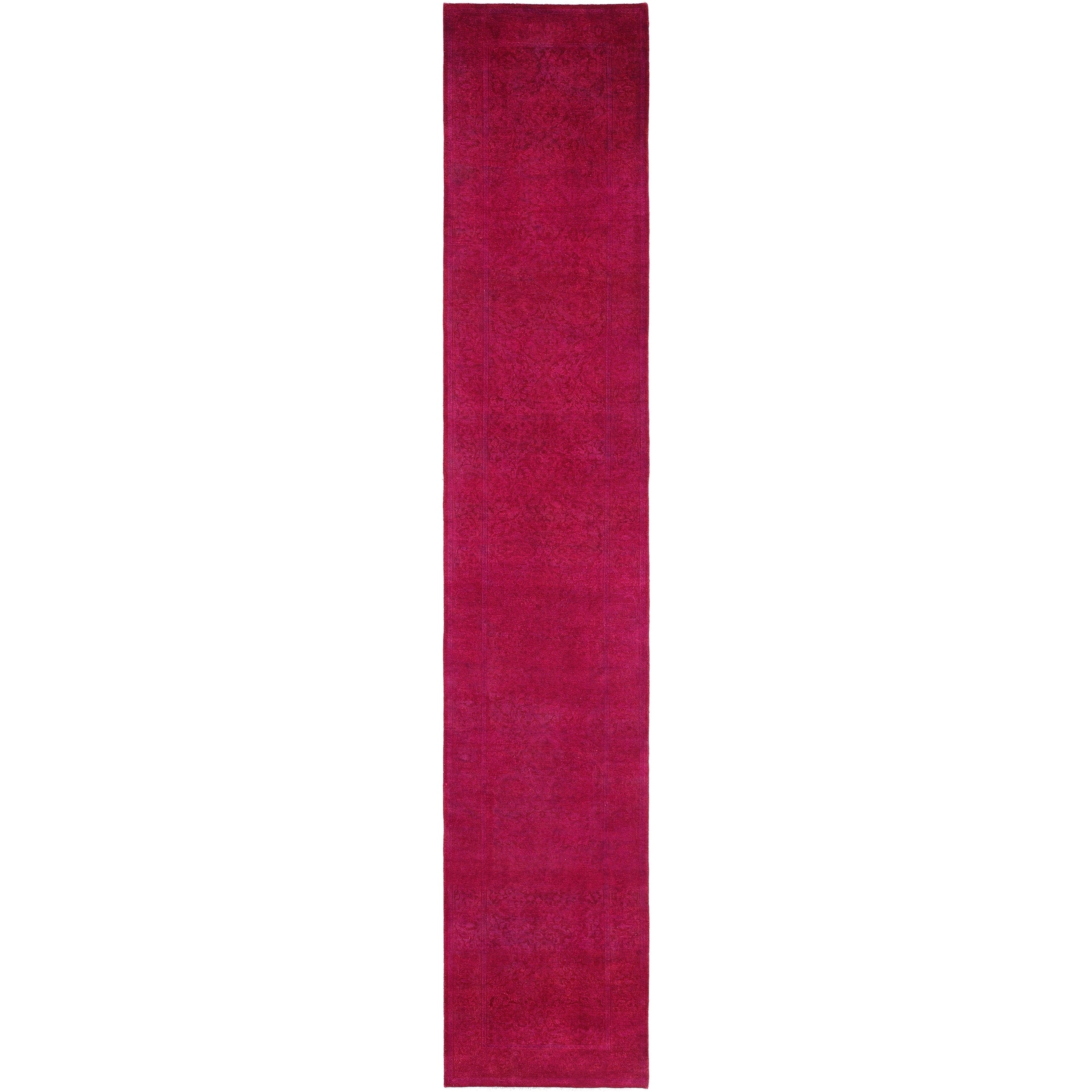 Overdyed Hand Knotted Wool Modern Contemporary Pink Runner 2 6 X 13 10