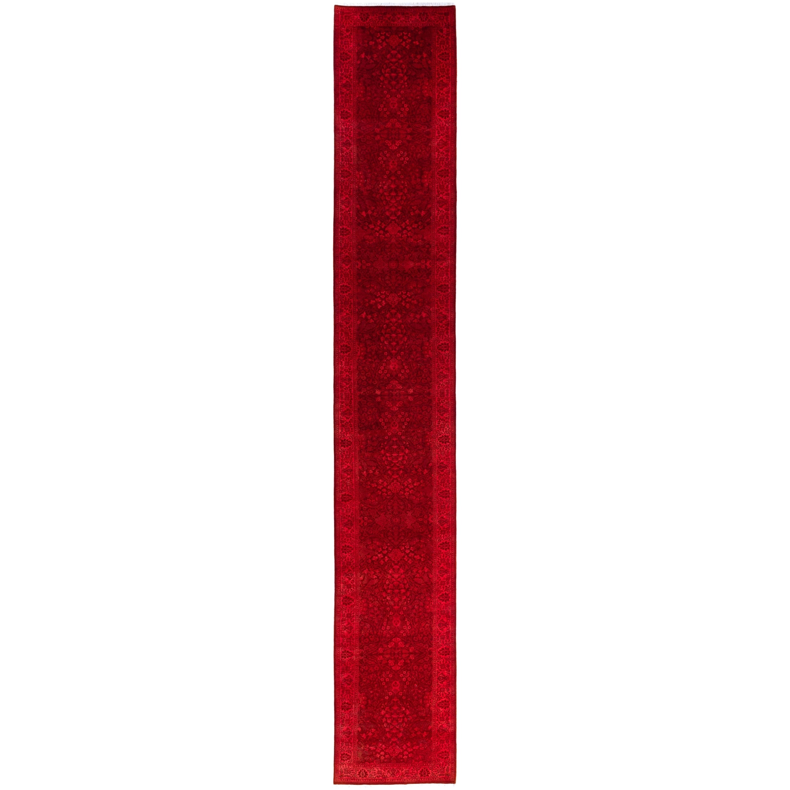 Overdyed Hand Knotted Wool Modern Contemporary Pink Runner 2 7 X 18 5