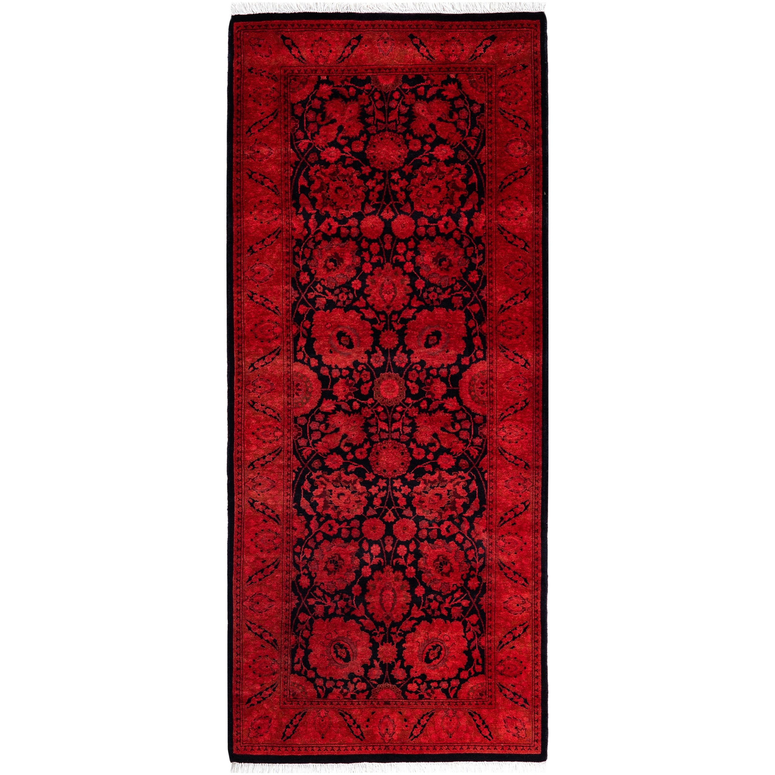 Overdyed Hand Knotted Wool Modern Contemporary Pink Runner 2 7 X 6 1