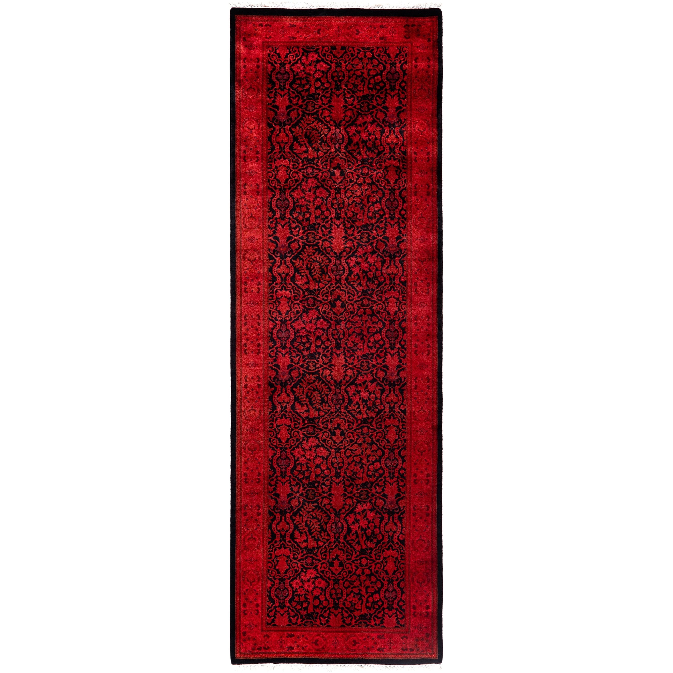 Overdyed Hand Knotted Wool Modern Contemporary Pink Runner 2 7 X 8 0