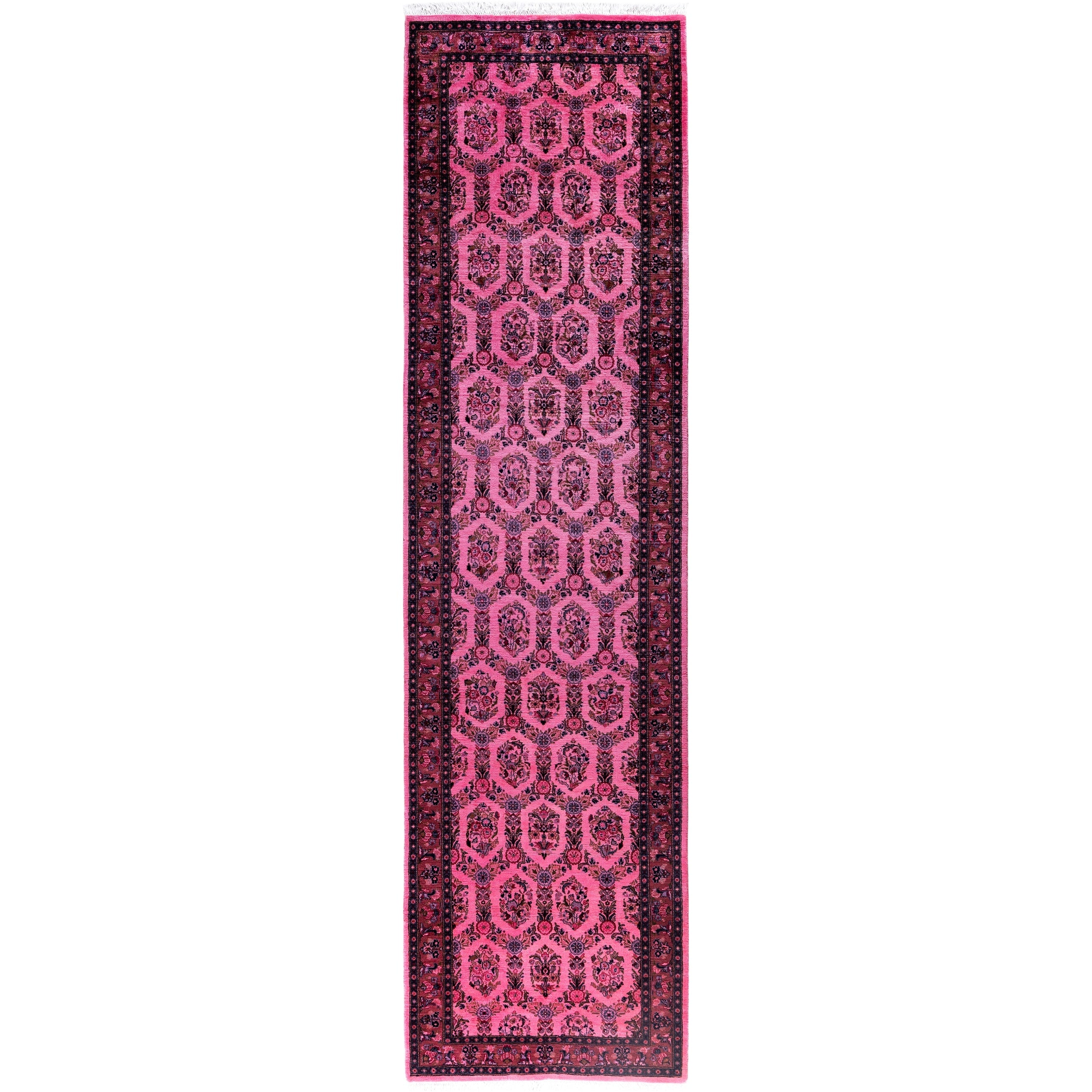 Overdyed Hand Knotted Wool Modern Contemporary Pink Runner 2 8 X 10 0