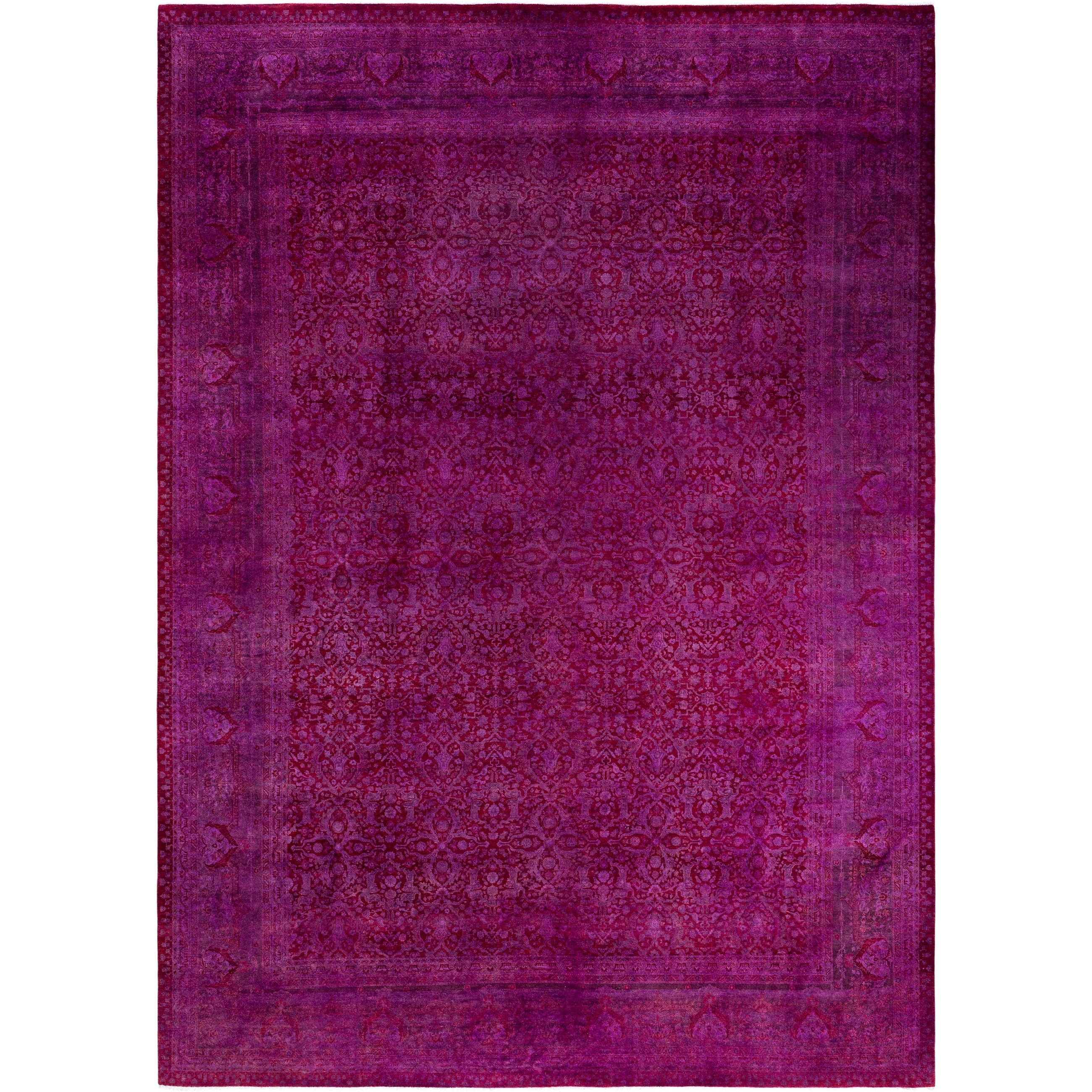 Overdyed Hand Knotted Wool Modern Contemporary Purple Area Rug 10 2 X 13 10