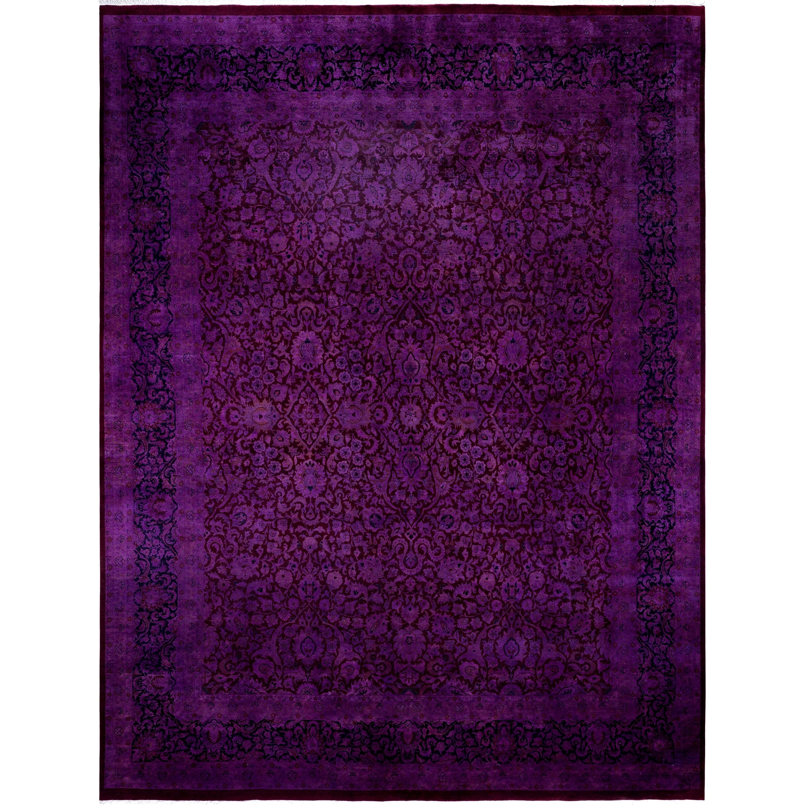 Overdyed Hand Knotted Wool Modern Contemporary Purple Area Rug 10 2 X 13 10