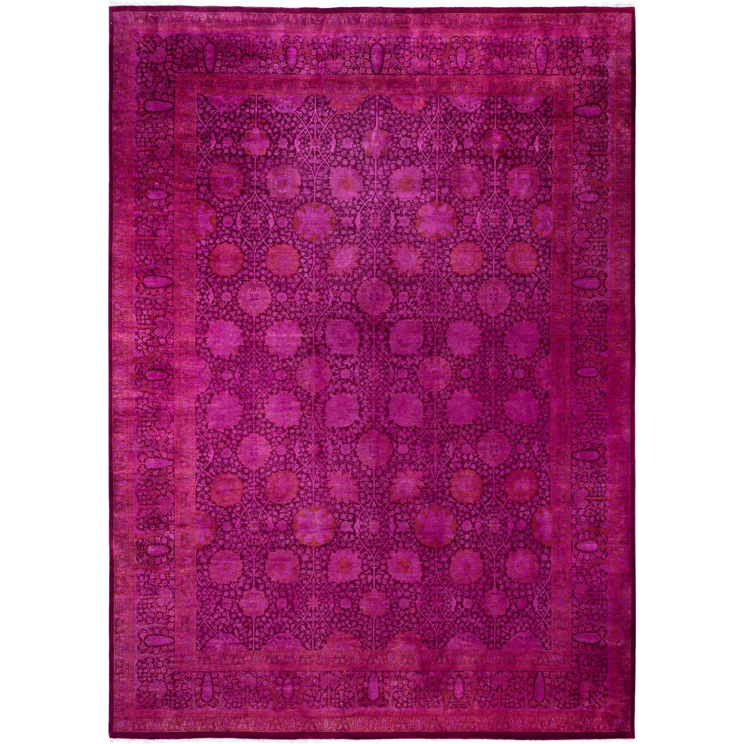Overdyed Hand Knotted Wool Modern Contemporary Purple Area Rug 10 2 X 14 1