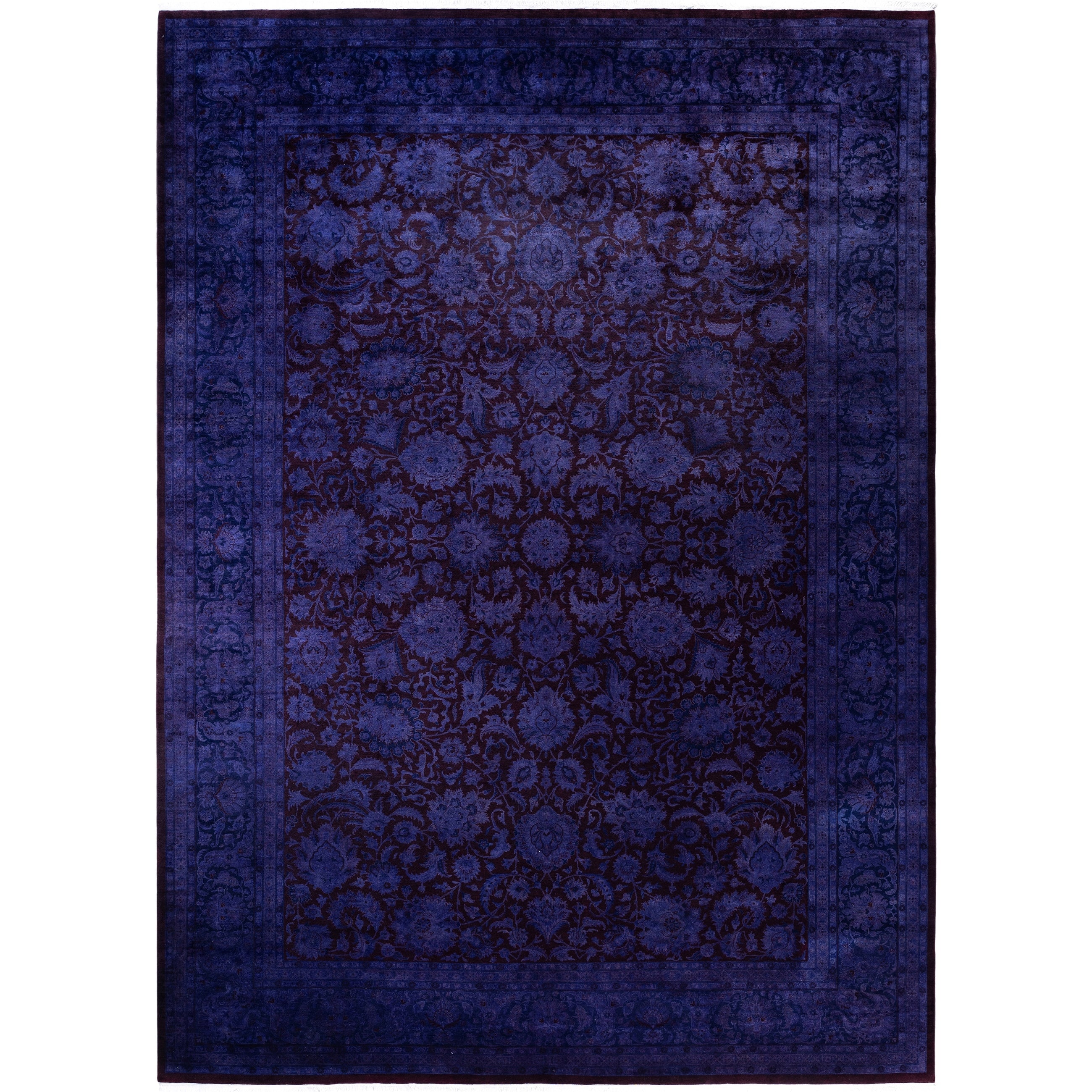 Overdyed Hand Knotted Wool Modern Contemporary Purple Area Rug 10 3 X 14 4