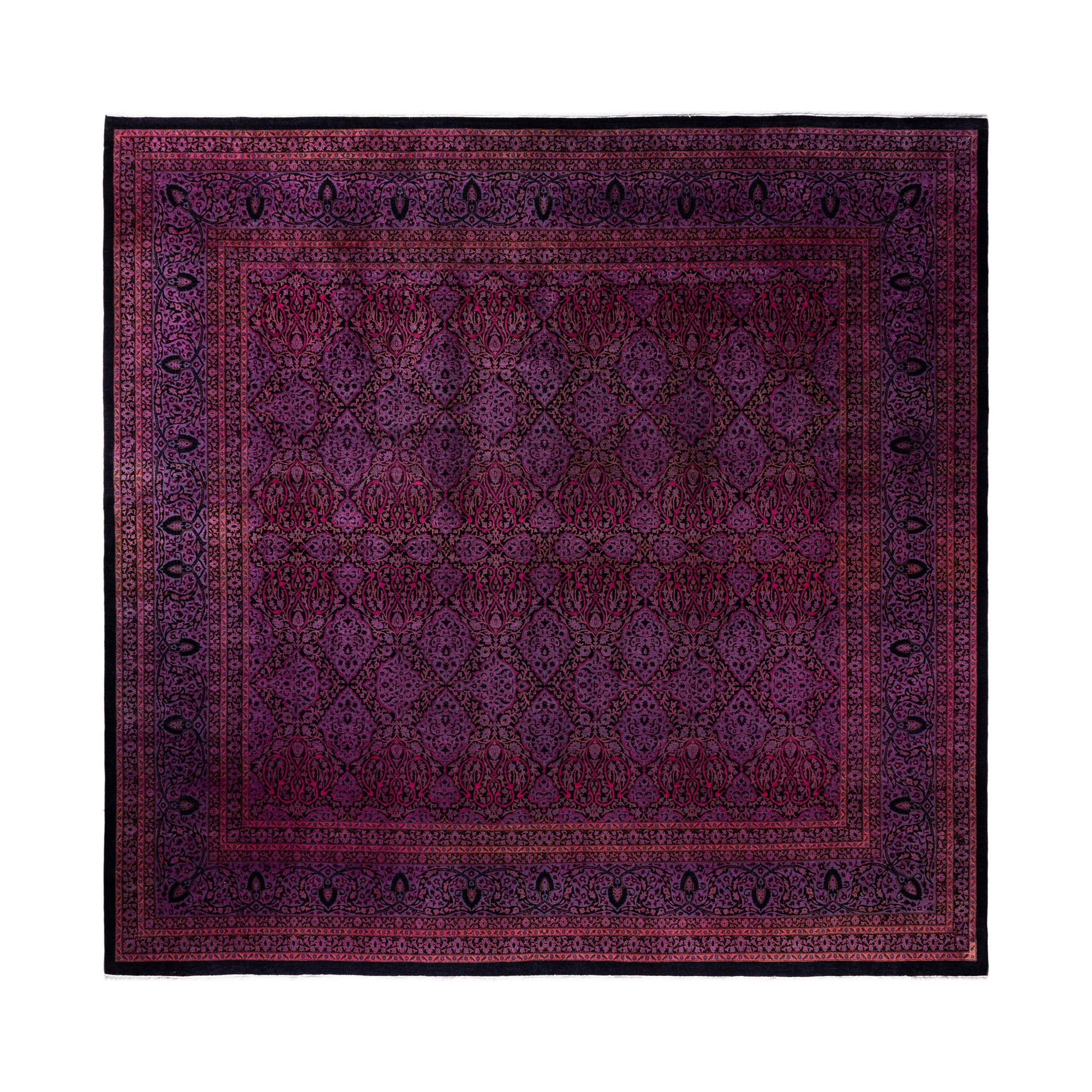 Overdyed Hand Knotted Wool Modern Contemporary Purple Area Rug 11 10 X 12 3