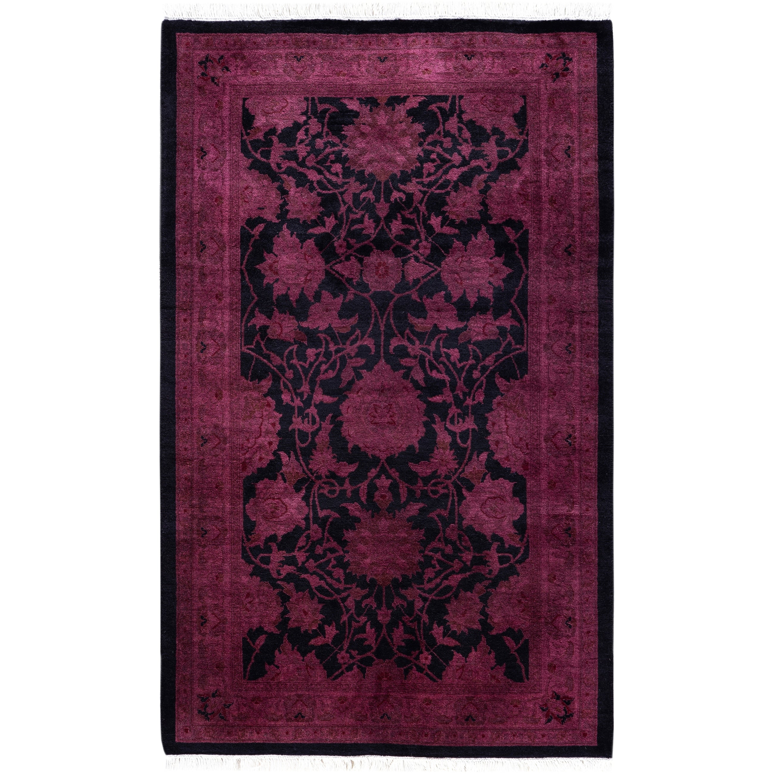 Overdyed Hand Knotted Wool Modern Contemporary Purple Area Rug 2 8 X 4 4