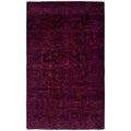 Overdyed Hand Knotted Wool Modern Contemporary Purple Area Rug 3 1 X 5 1