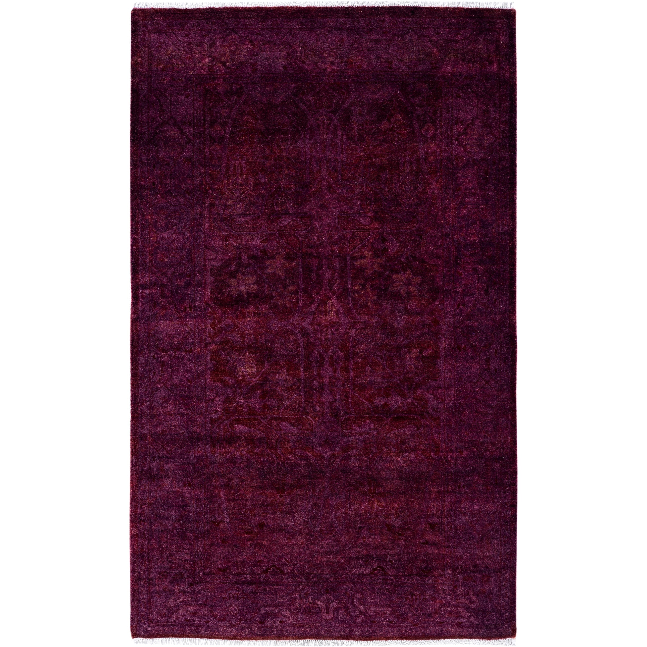 Overdyed Hand Knotted Wool Modern Contemporary Purple Area Rug 3 1 X 5 1
