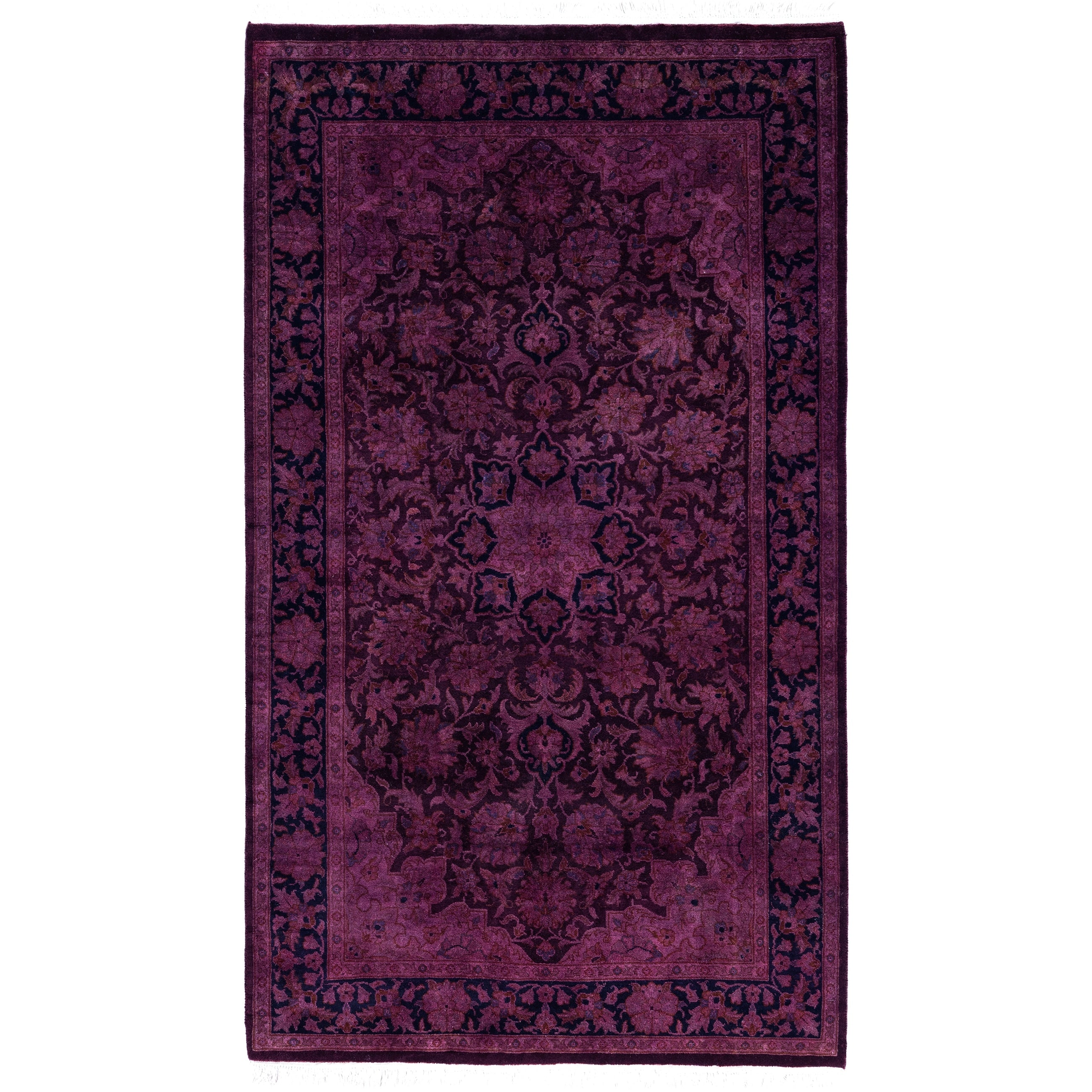 Overdyed Hand Knotted Wool Modern Contemporary Purple Area Rug 3 1 X 5 4