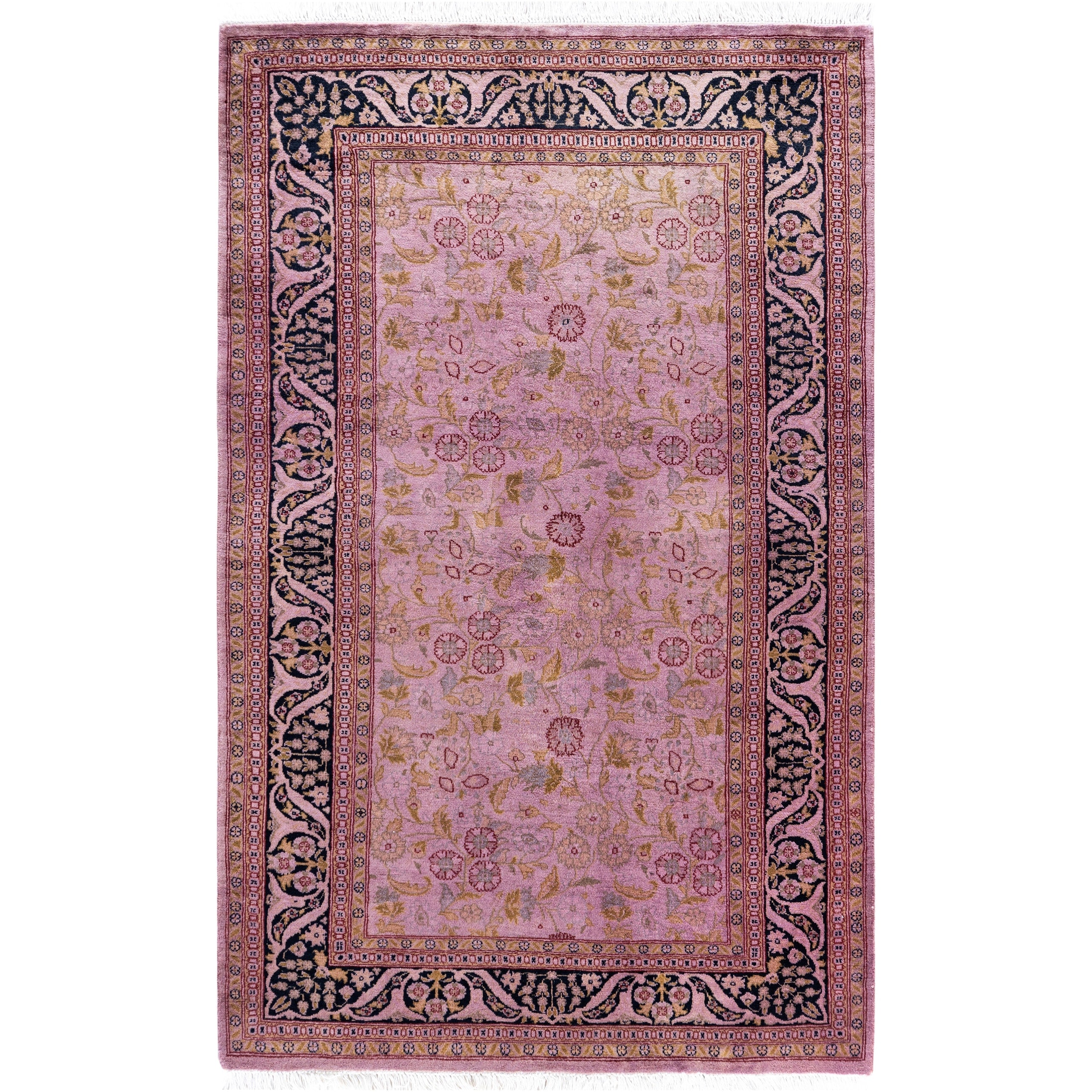 Overdyed Hand Knotted Wool Modern Contemporary Purple Area Rug 3 2 X 5 1