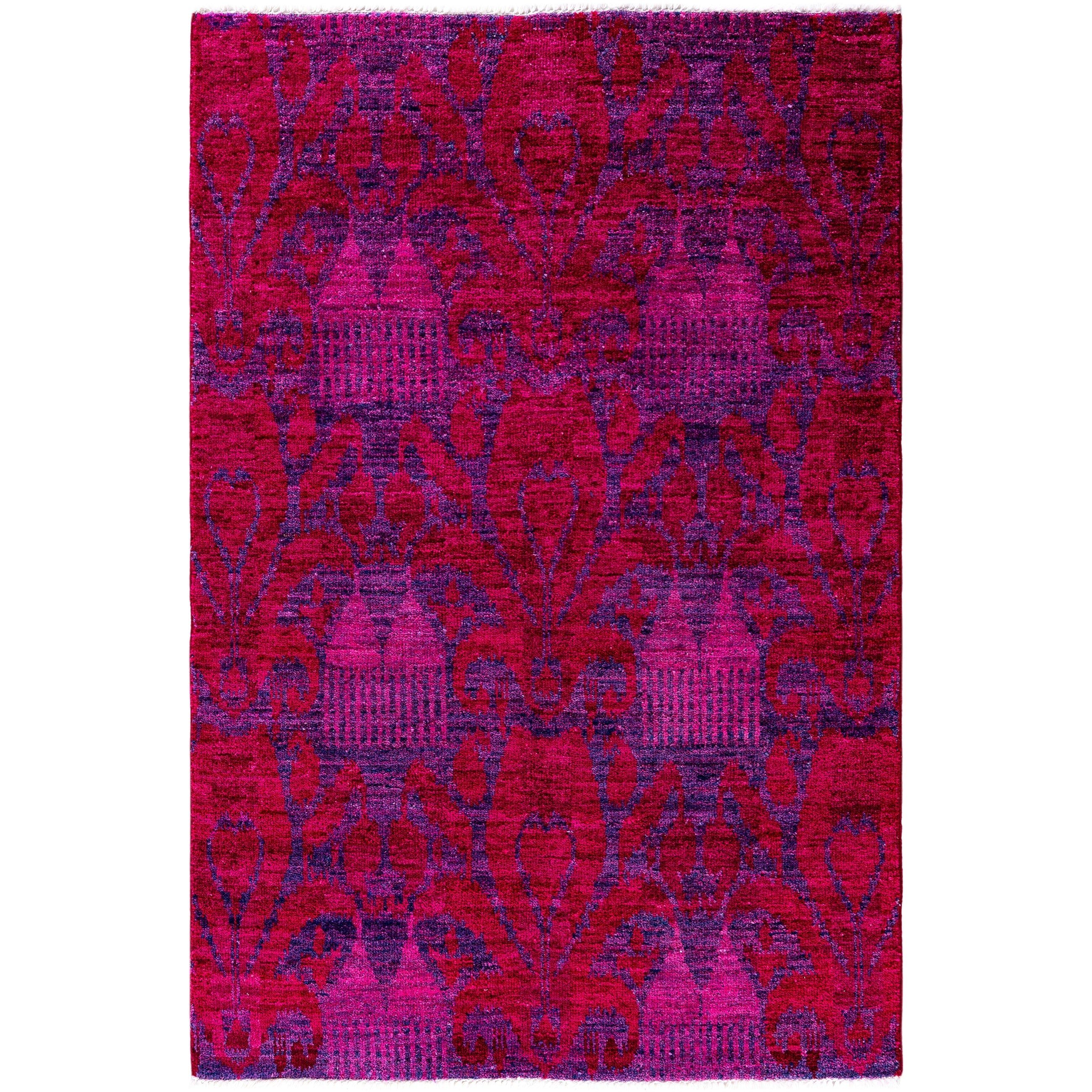 Overdyed Hand Knotted Wool Modern Contemporary Purple Area Rug 4 0 X 5 10