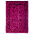 Overdyed Hand Knotted Wool Modern Contemporary Purple Area Rug 4 1 X 6 0