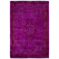 Overdyed Hand Knotted Wool Modern Contemporary Purple Area Rug 4 1 X 6 1