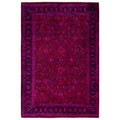 Overdyed Hand Knotted Wool Modern Contemporary Purple Area Rug 4 1 X 6 1