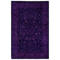 Overdyed Hand Knotted Wool Modern Contemporary Purple Area Rug 4 1 X 6 4