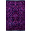 Overdyed Hand Knotted Wool Modern Contemporary Purple Area Rug 4 1 X 6 5