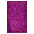Overdyed Hand Knotted Wool Modern Contemporary Purple Area Rug 4 2 X 6 3