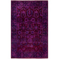Overdyed Hand Knotted Wool Modern Contemporary Purple Area Rug 4 2 X 6 4