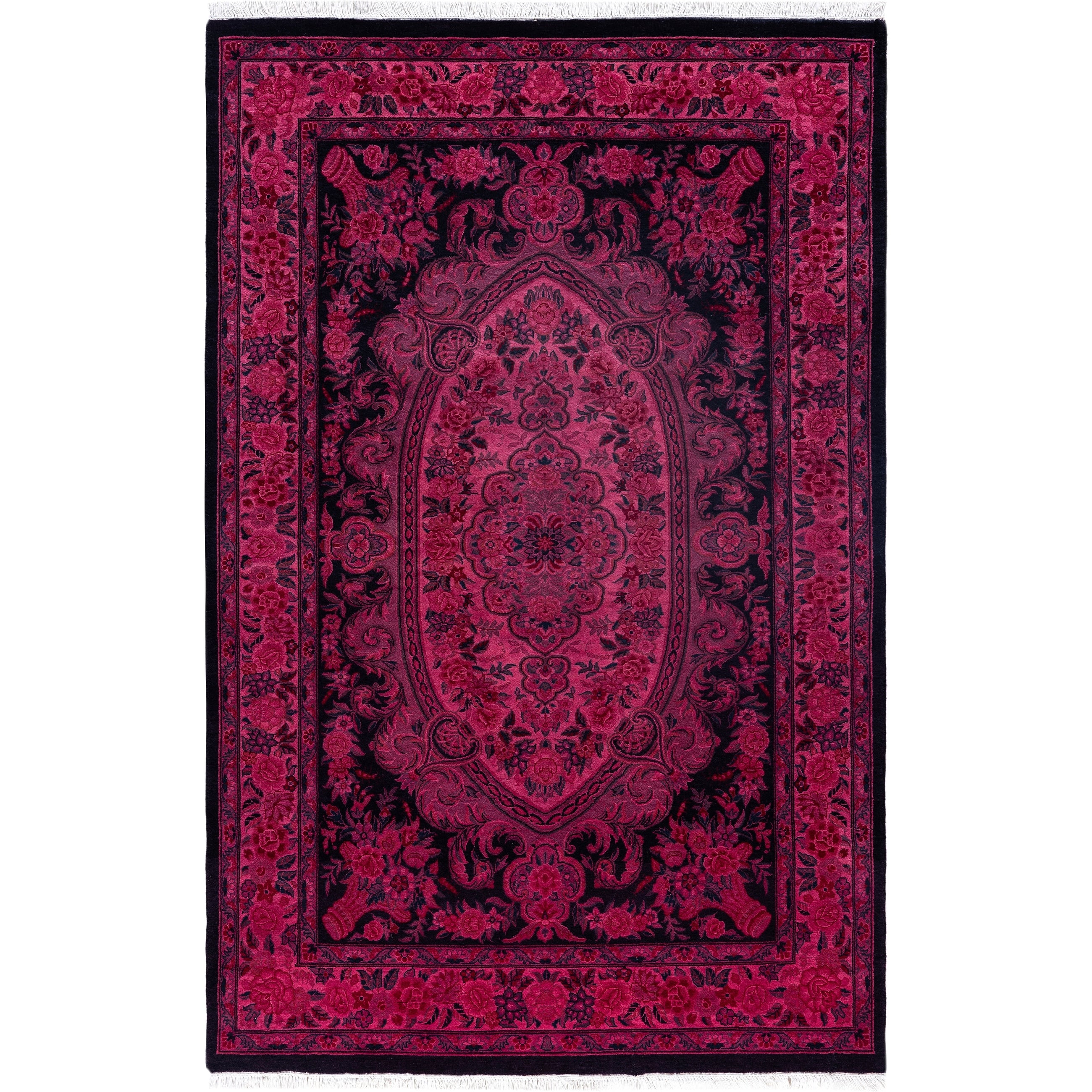 Overdyed Hand Knotted Wool Modern Contemporary Purple Area Rug 4 6 X 7 0