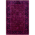 Overdyed Hand Knotted Wool Modern Contemporary Purple Area Rug 4 7 X 7 2
