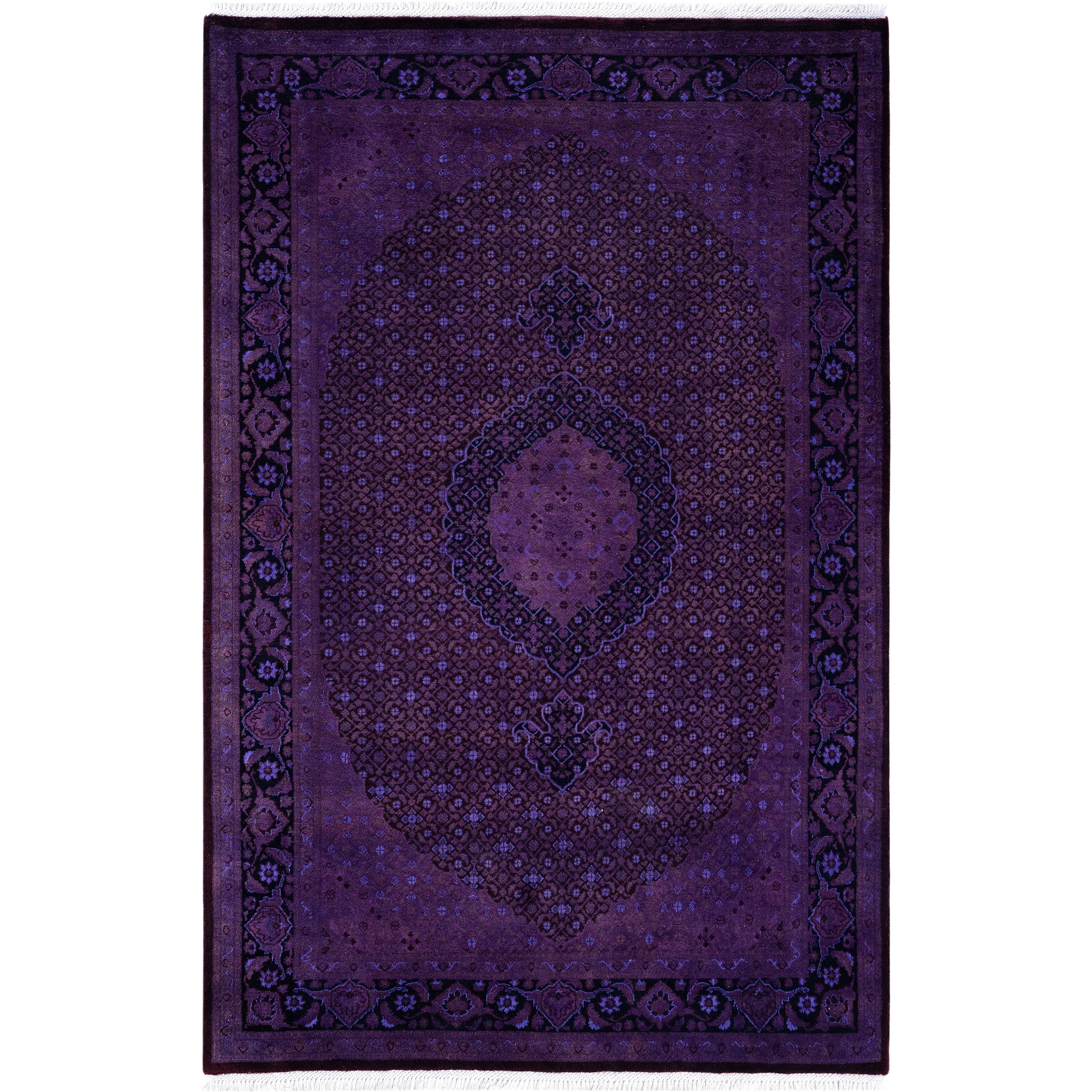 Overdyed Hand Knotted Wool Modern Contemporary Purple Area Rug 4 8 X 7 3