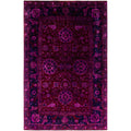 Overdyed Hand Knotted Wool Modern Contemporary Purple Area Rug 5 10 X 9 6