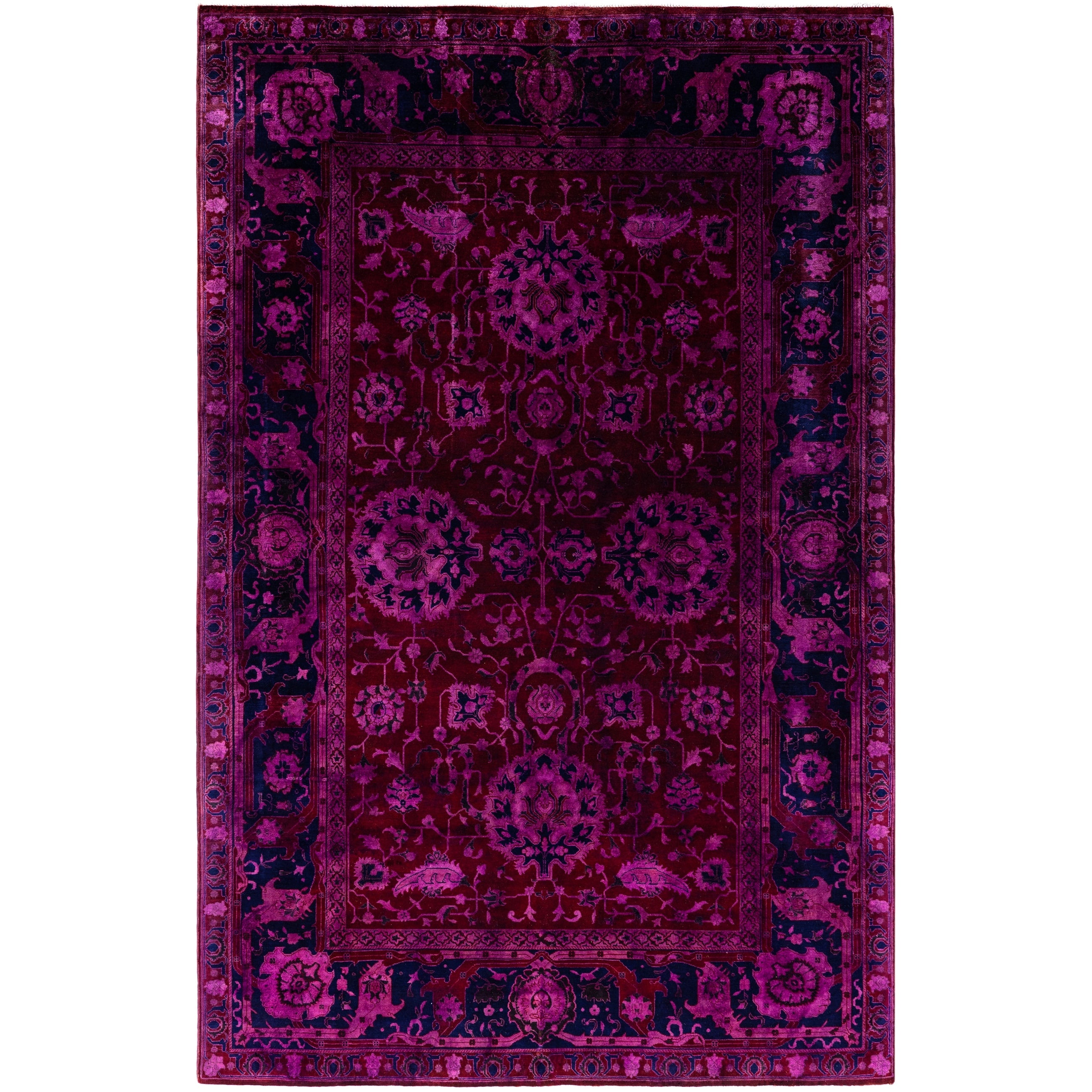 Overdyed Hand Knotted Wool Modern Contemporary Purple Area Rug 5 10 X 9 6