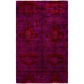 Overdyed Hand Knotted Wool Modern Contemporary Purple Area Rug 5 1 X 8 0