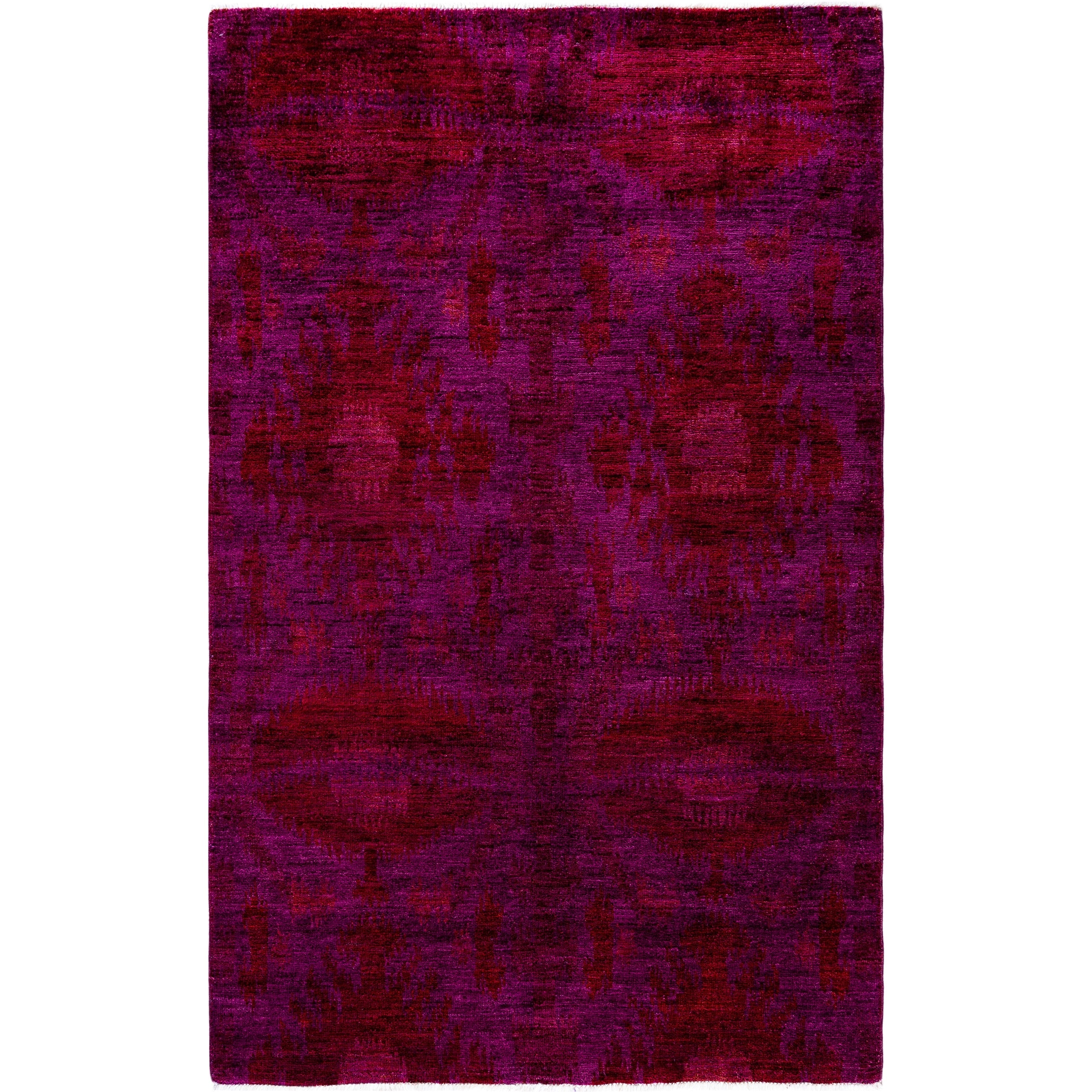 Overdyed Hand Knotted Wool Modern Contemporary Purple Area Rug 5 1 X 8 0