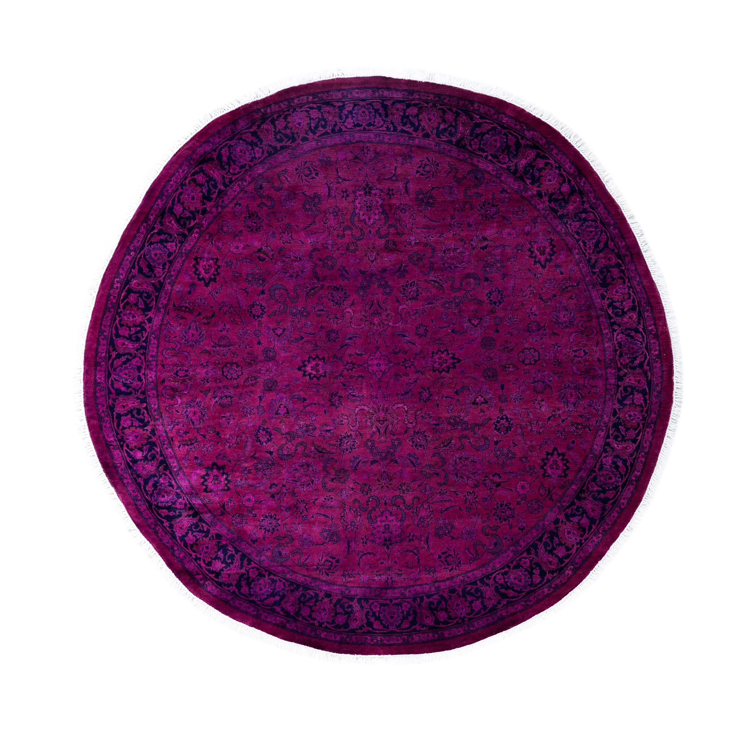 Overdyed Hand Knotted Wool Modern Contemporary Purple Area Rug 6 1 X 6 1