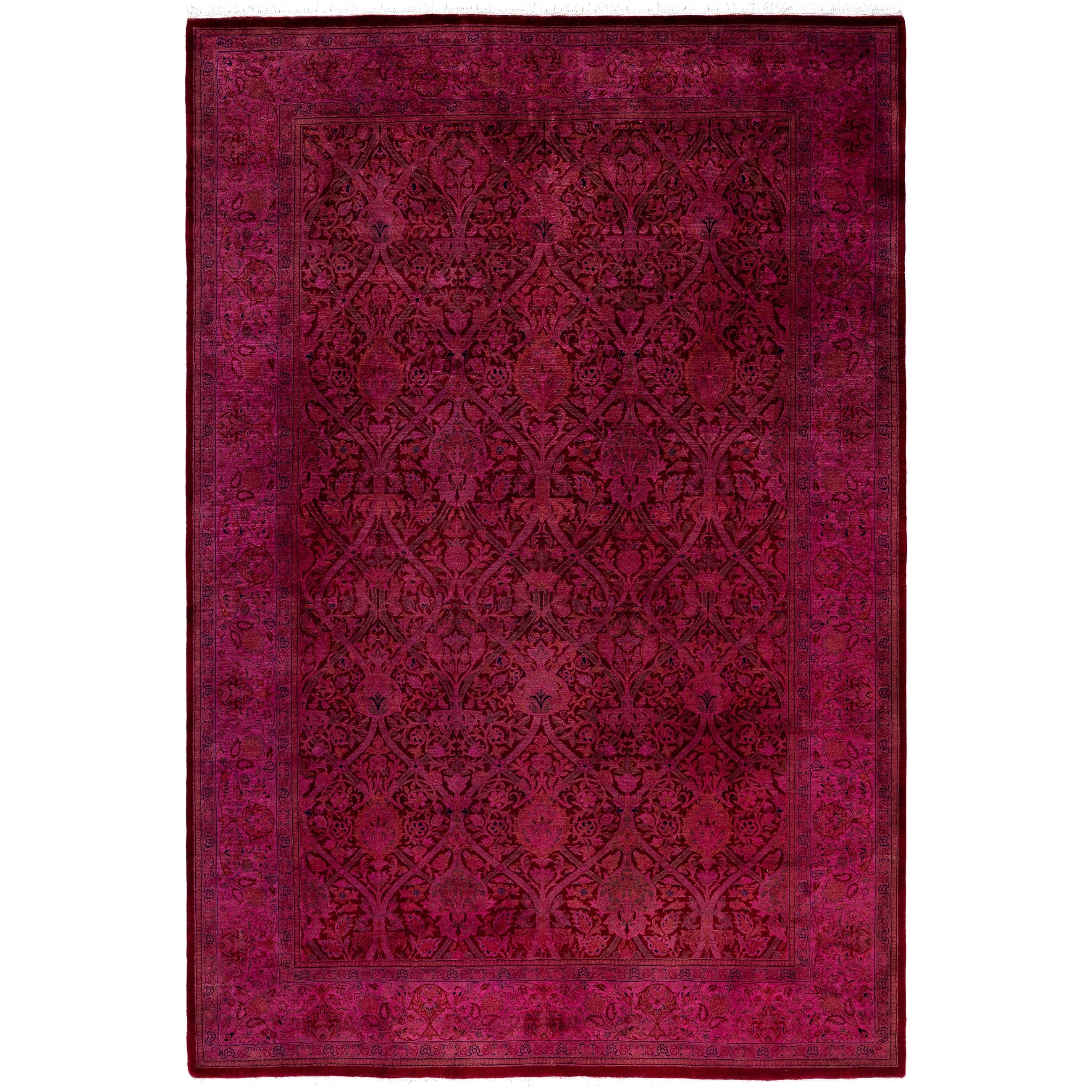 Overdyed Hand Knotted Wool Modern Contemporary Purple Area Rug 6 1 X 8 11