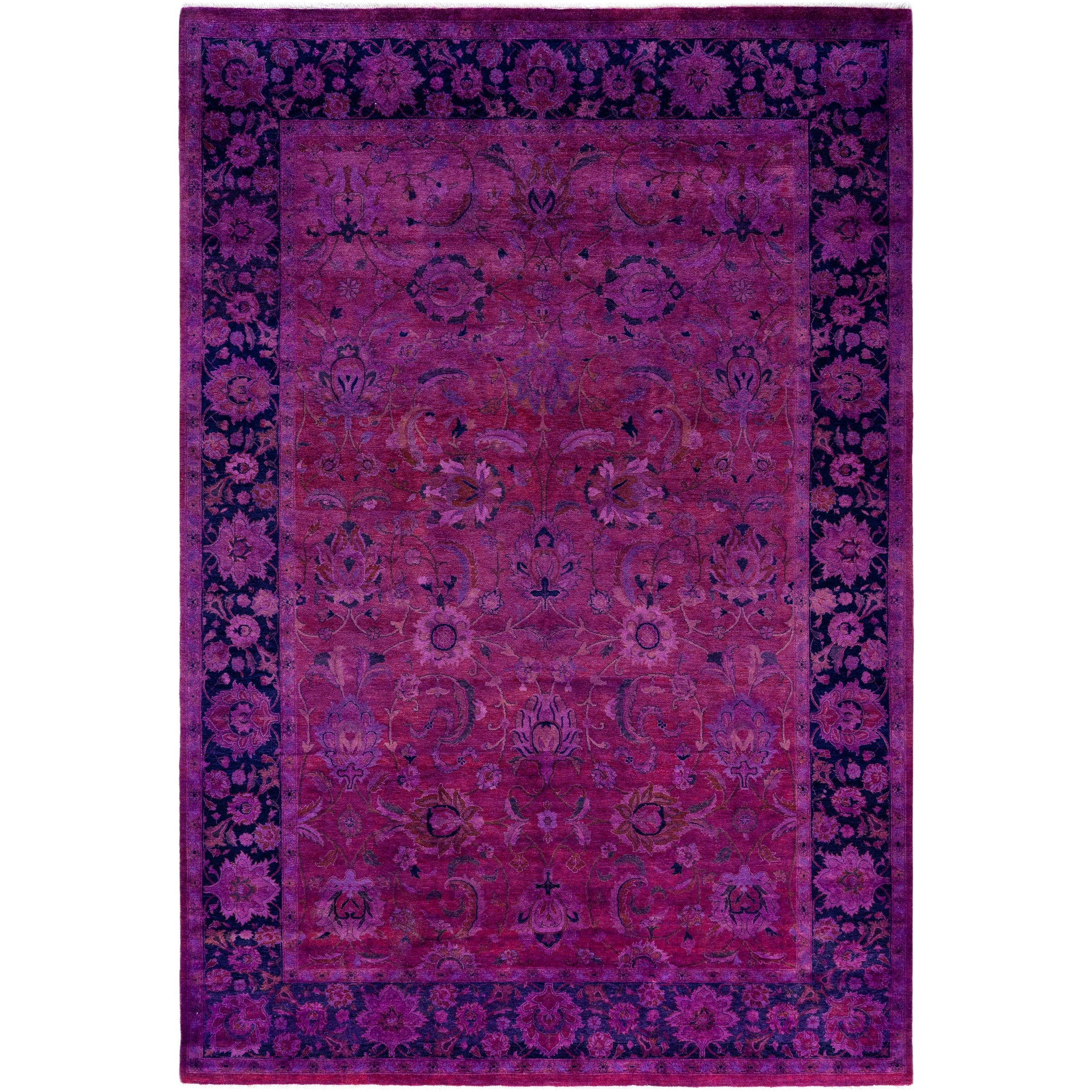 Overdyed Hand Knotted Wool Modern Contemporary Purple Area Rug 6 1 X 9 0