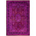 Overdyed Hand Knotted Wool Modern Contemporary Purple Area Rug 6 1 X 9 2