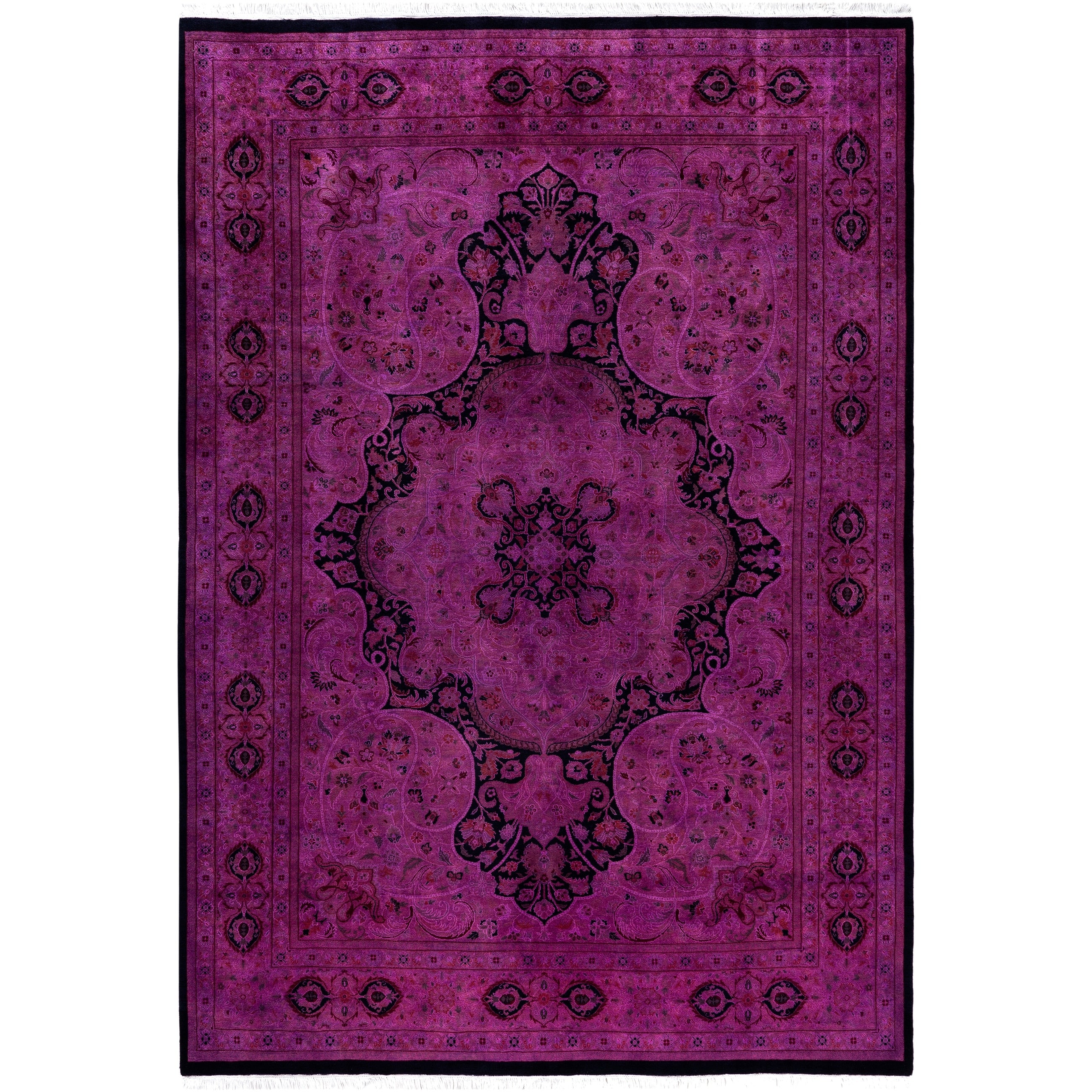 Overdyed Hand Knotted Wool Modern Contemporary Purple Area Rug 6 2 X 9 0