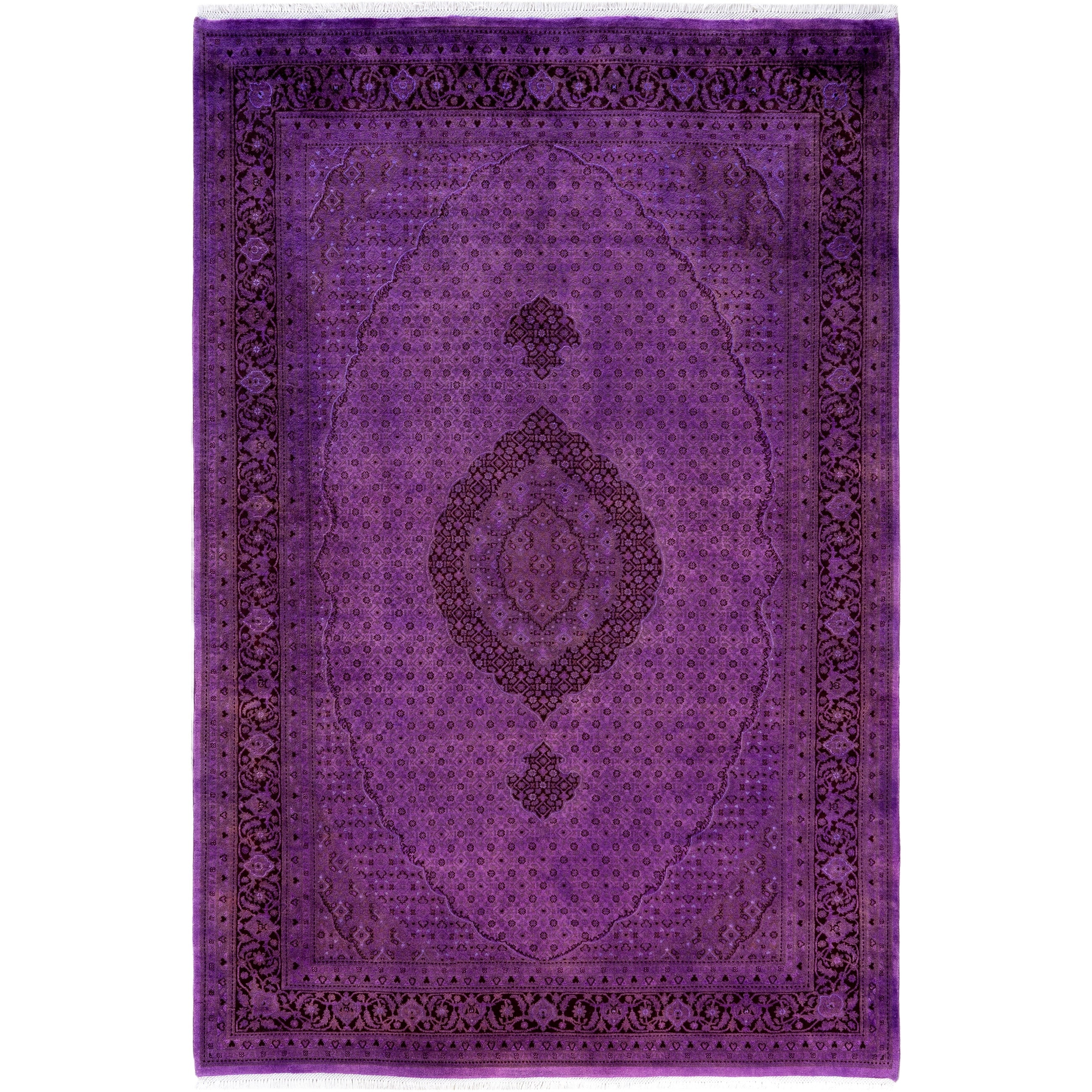 Overdyed Hand Knotted Wool Modern Contemporary Purple Area Rug 6 3 X 9 2