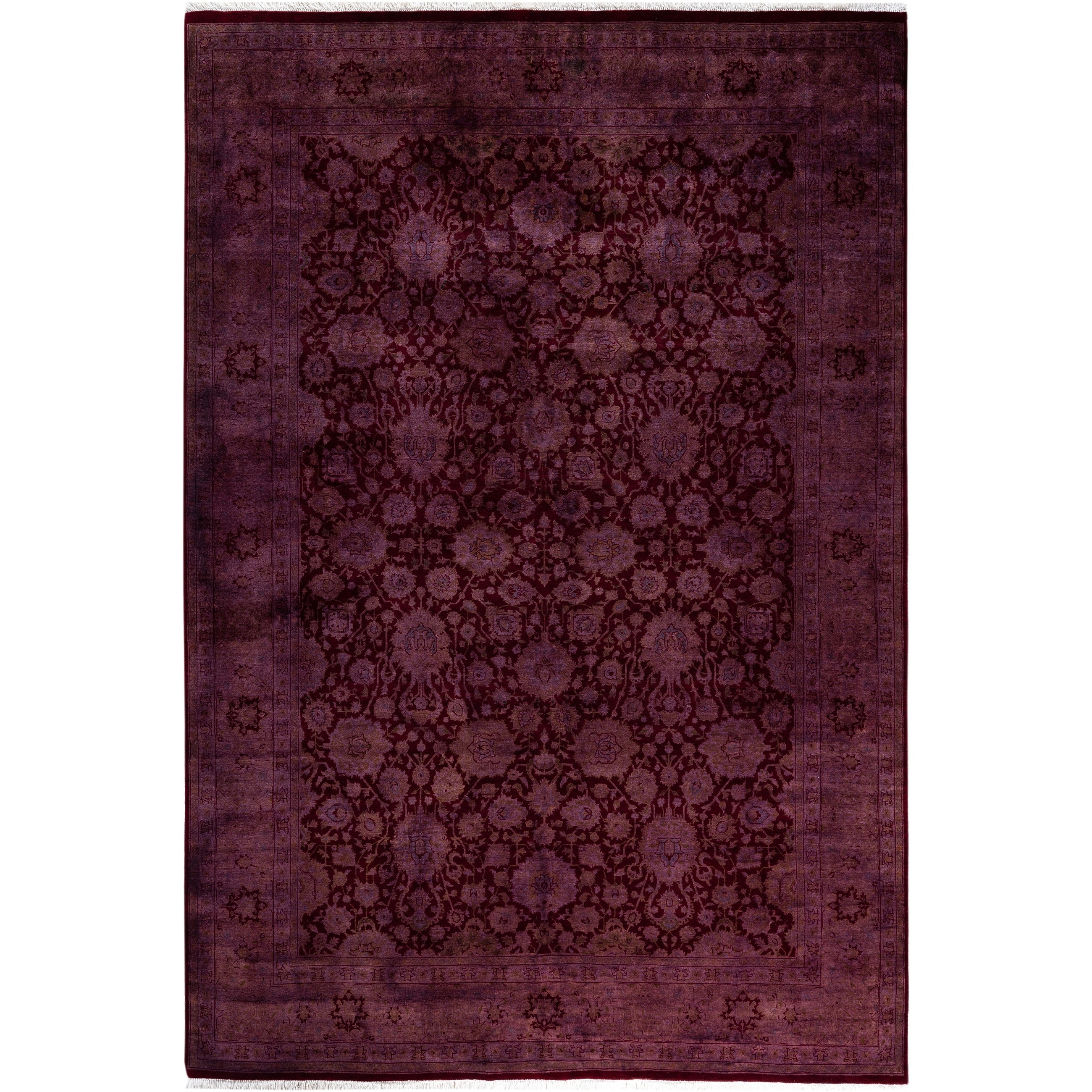 Overdyed Hand Knotted Wool Modern Contemporary Purple Area Rug 6 4 X 9 3